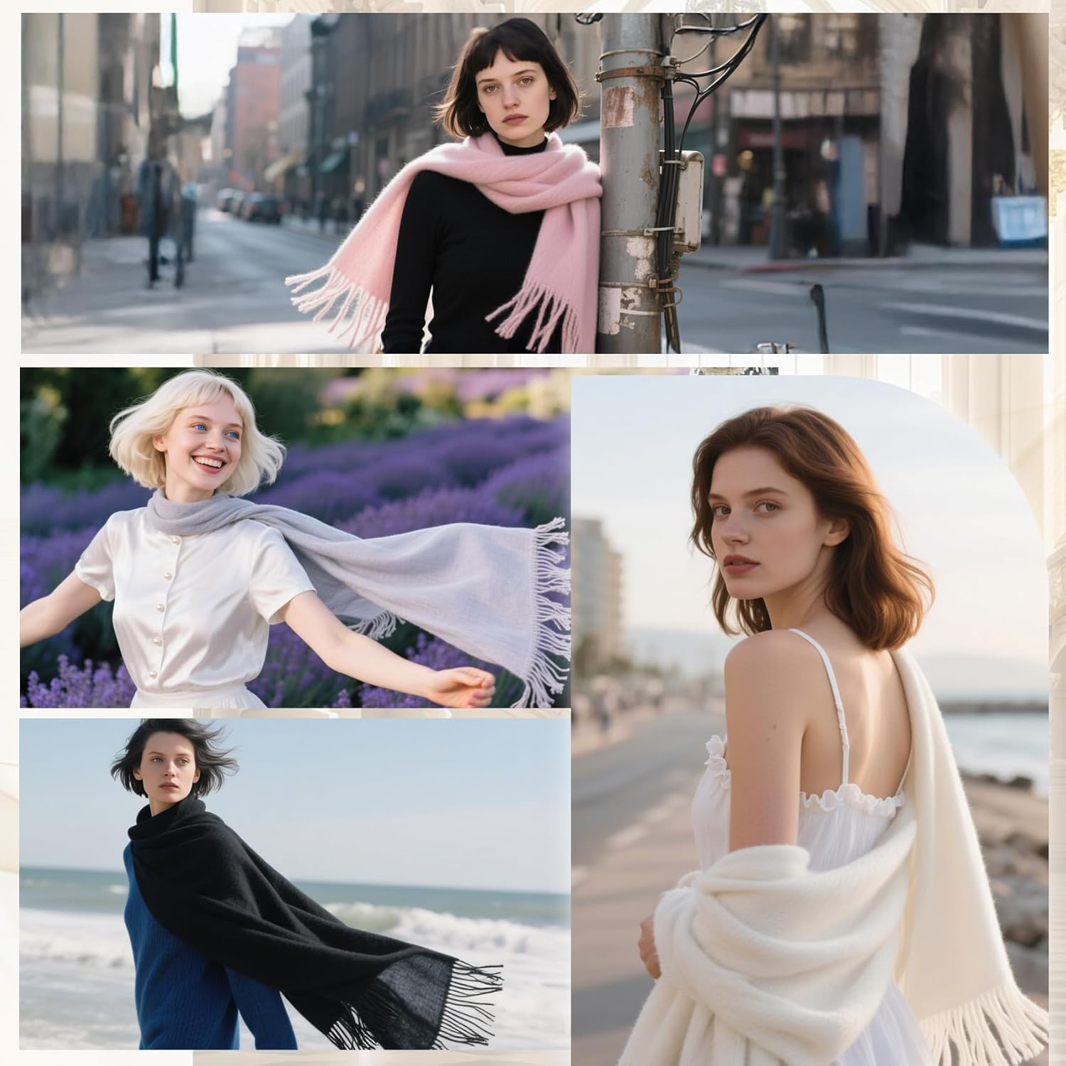 Xiuglimpse Pashmina Shawl Wraps for Women,Pashmina Shawls and Wraps for Evening Dresses,Warm Winter Scarf image number 3