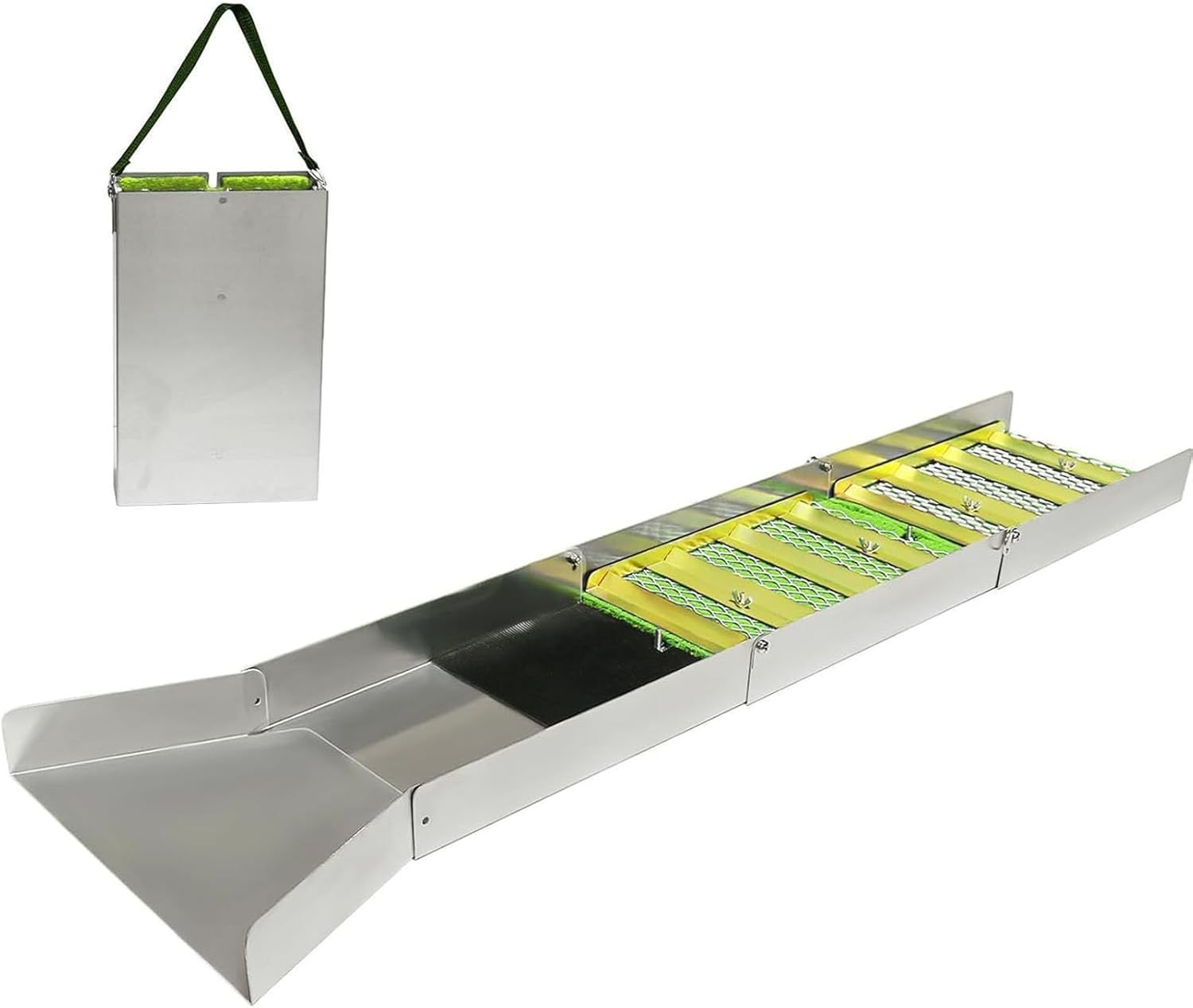 Bewinner 50 Inch Gold Panning Sluice Box Kit with Accessories, Lightweight Aluminum Alloy Prospecting Tool for River Creek Mining, Portable Foldable Backpack Design image number 5