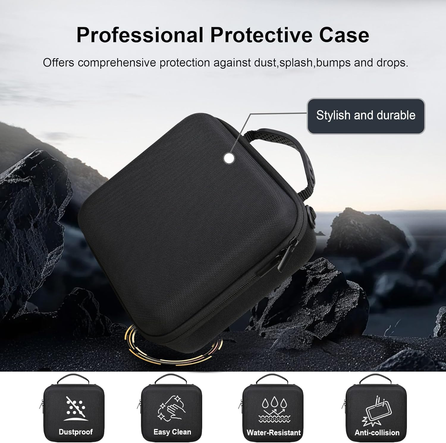 RAIALL Camera Case for Sony Alpha A6000/A6100/A6400/A6700/ Sony Alpha 7 II III IV/7R V Mirrorless Digital Camera and Lens, Vlogging Camera Hard Travel Bag with a Shoulder Strap and 3 Dividers, Black image number 2