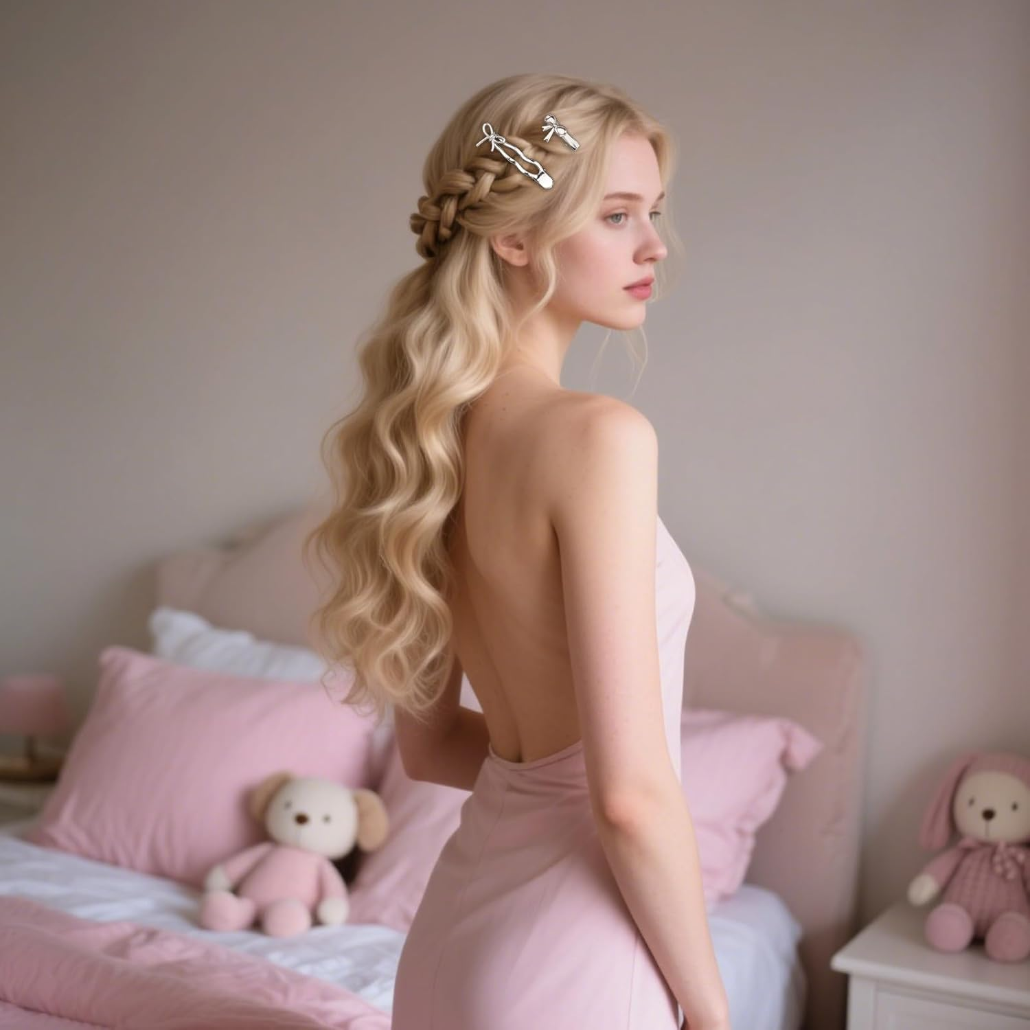 Bumlofa Pack of 6 Metallic Silver Ladies Hair Clips Bow Designs