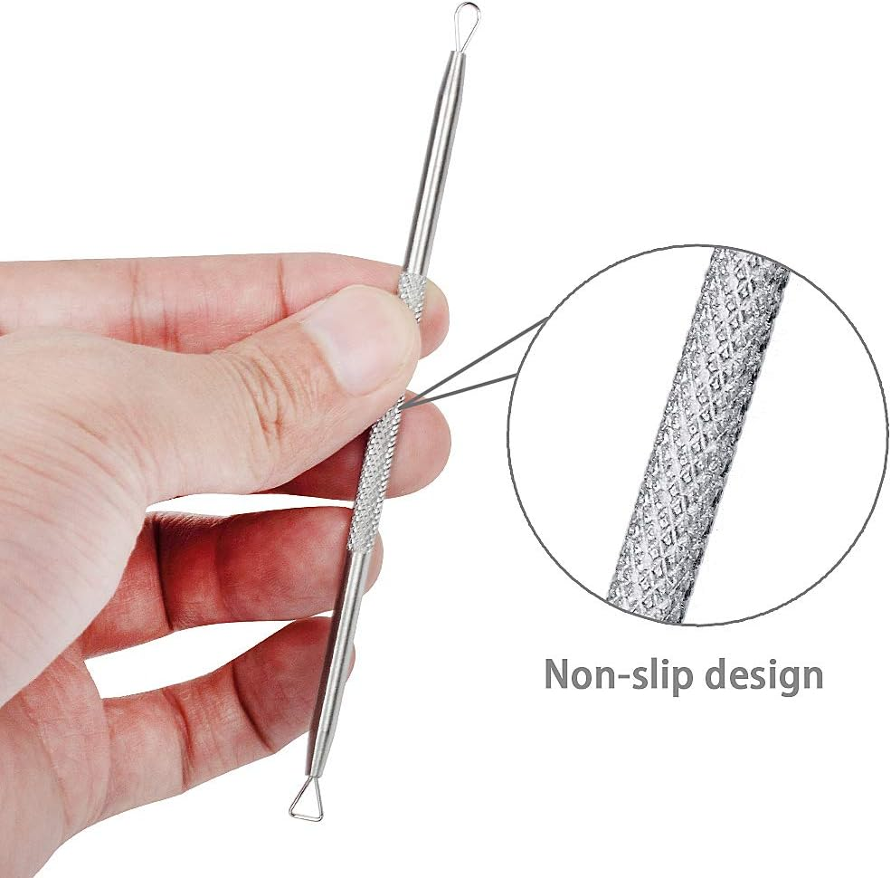 5PCS Blackhead Remover Tool Set Acne Extractor Comedone Pimples Spot and Zit Removal Tool with Case (Silver) image number 1