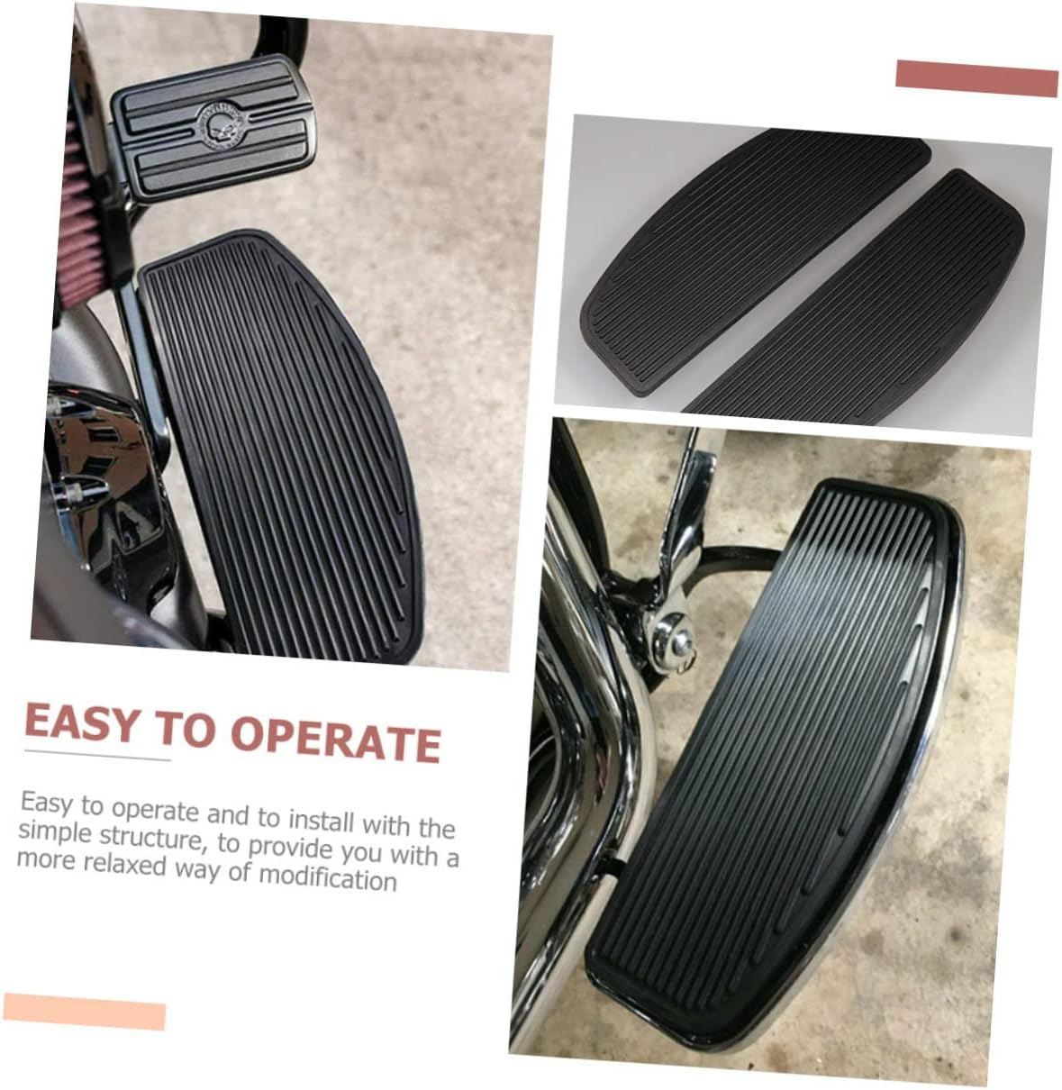 SOESFOUFU Motorcycle Rear Foot Pegs Pad Sturdy Footboard Wide Foot Tread for Motorbike Accessories