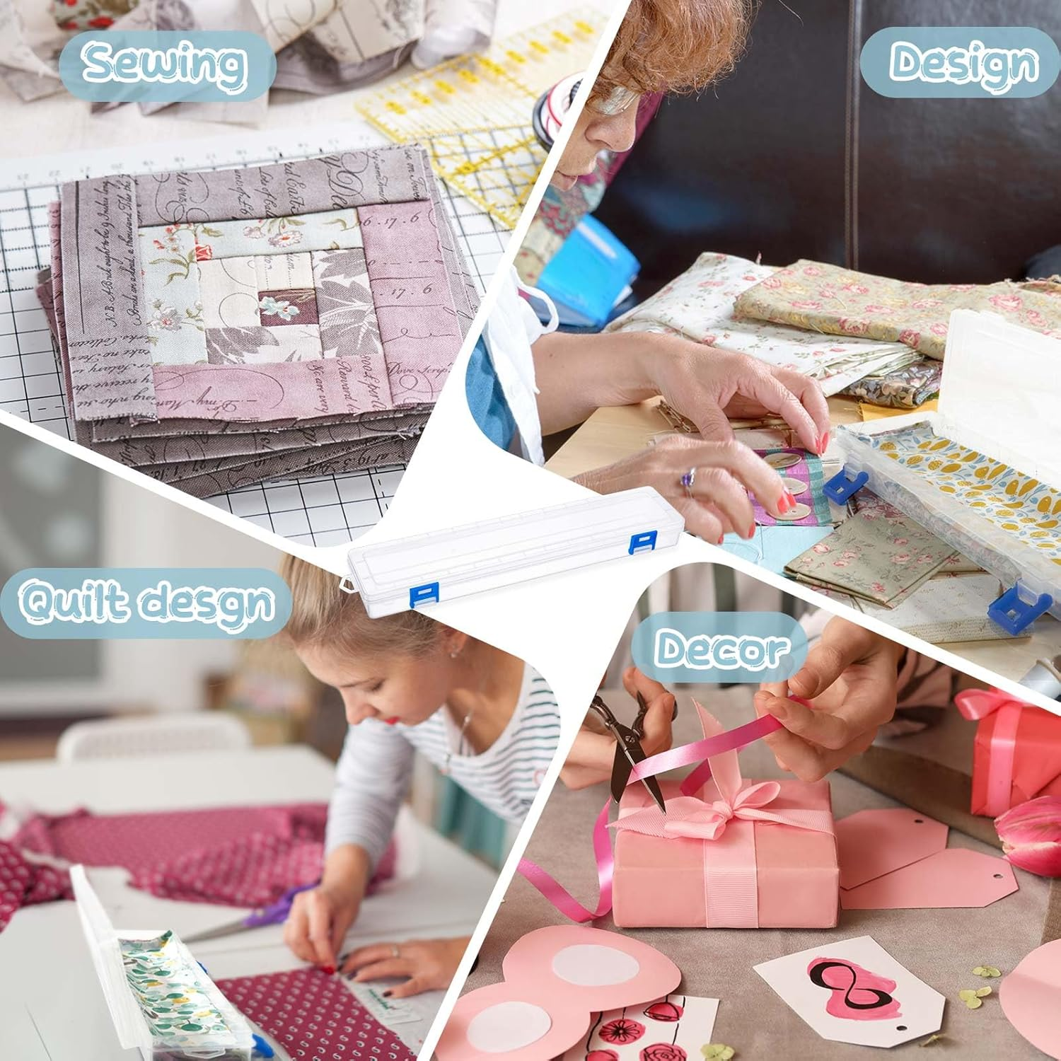 Tioncy 4 Pcs Fabric Strip Case Jelly Cotton Fabric Patchwork Roll Storage Case Bulletin Board Border Bolt Storage Sewing Cloth Organizer for 2.5 Inch Cloth Strips Arts Crafts Organizer(Medium) - Large image number 5