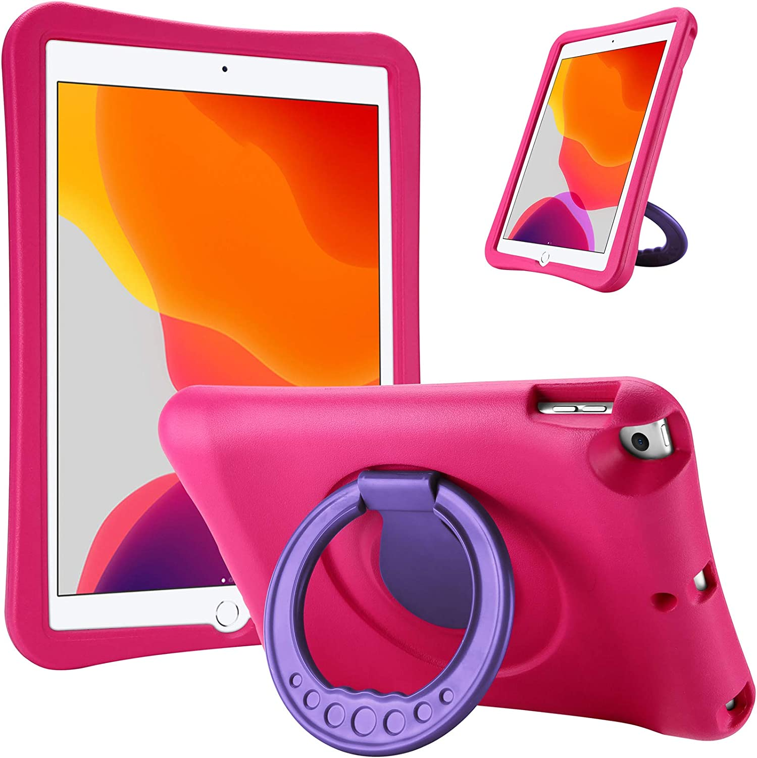 Procase Kids Case for Ipad 10.2 9Th Gen 2021/ 10.2 8Th Gen 2020 / 7Th Gen 2019 /Ipad Air 10.5 3Rd Gen/Ipad Pro 10.5, Durable Shockproof Light Weight Protective Cover with Rotatable Kickstand and Grip -Magenta image number 4