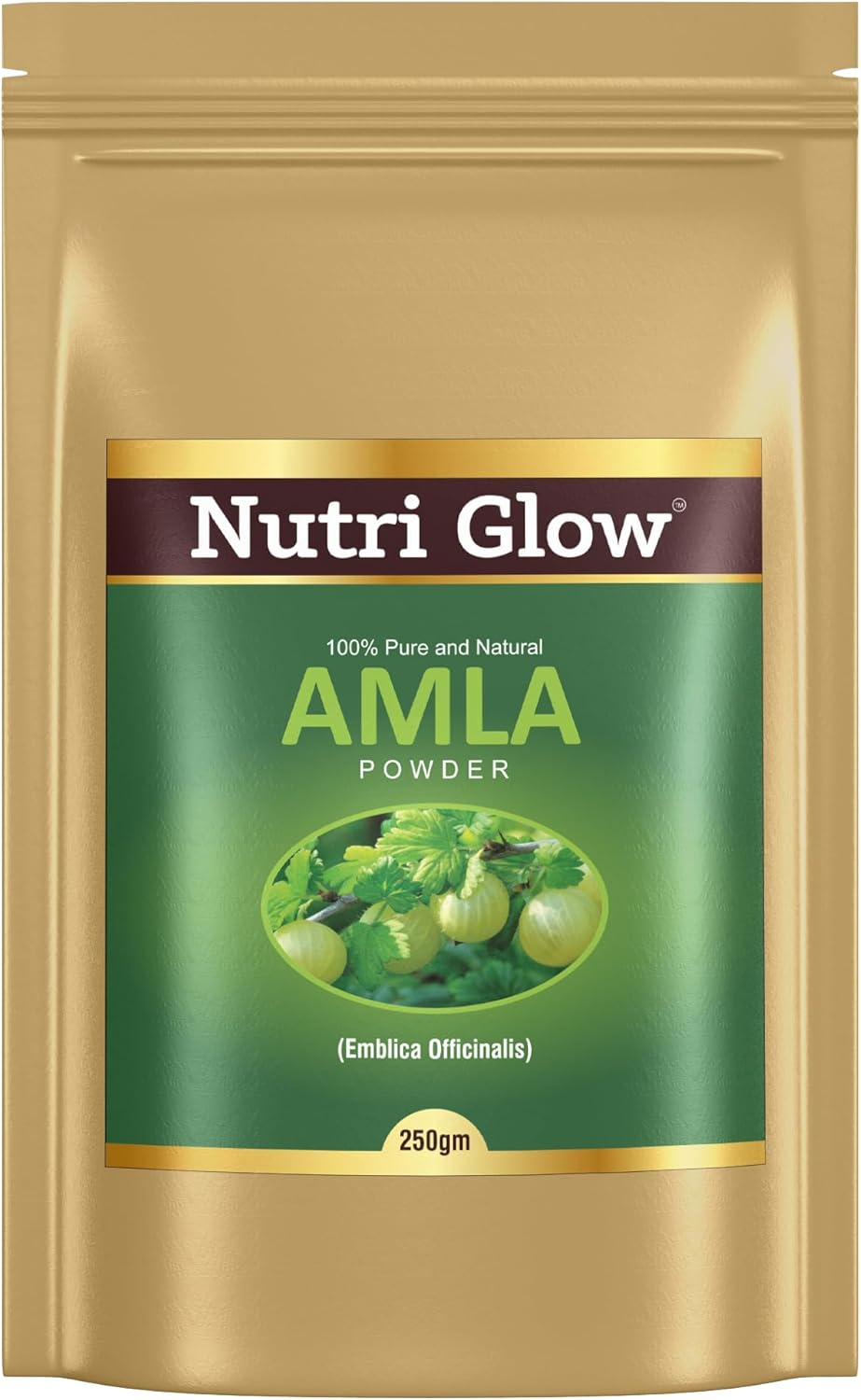 Nutri Glow | Amla Fruit Powder | 8.81 Oz (250 G) | Amalaki | Phyllanthus Emblica | Indian Gooseberry Powder | for Cooking, Smoothies, Latte, Skin & Hair Care | Resealable Air Tight Pouch