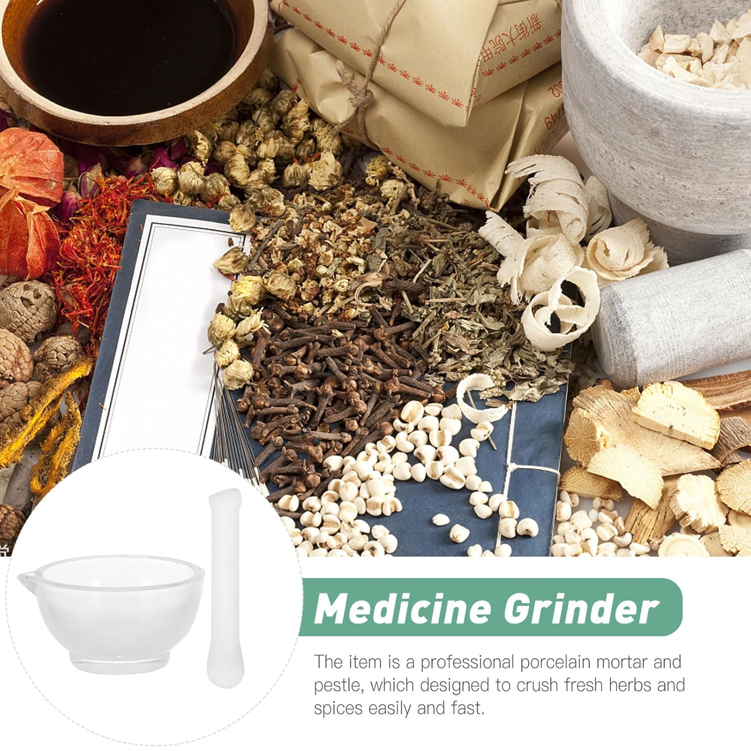 ULTECHNOVO 2 Sets Glass Lab Small for Onion Garlic Masher Fresh with Hand Masher and Bowl for Pepper Baby Vanilla image number 3