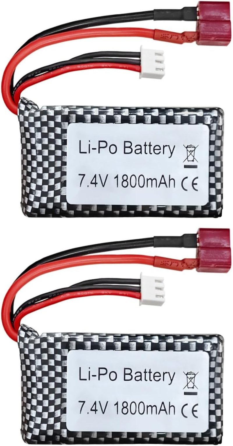 Fytoo 2Pcs 7.4V 1800Mah T-Head High Speed Lipo Battery for WLTOYS A959-B A969-B A979-B K929-B 144001 Remote Controlled High Speed Off-Road Vehicle image number 3