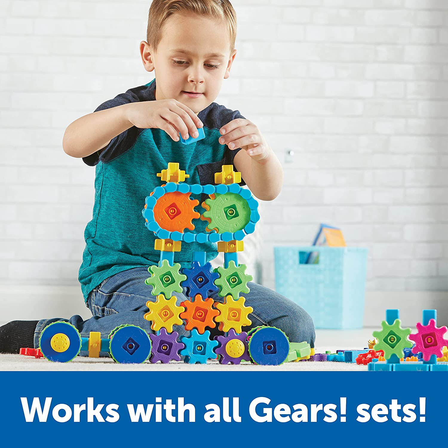 Learning Resources Gears! Gears! Gears! Mega Builds, STEM Building Set, Gears Toys for Kids, 235 Piece, Ages 4+, STEM Toys image number 4