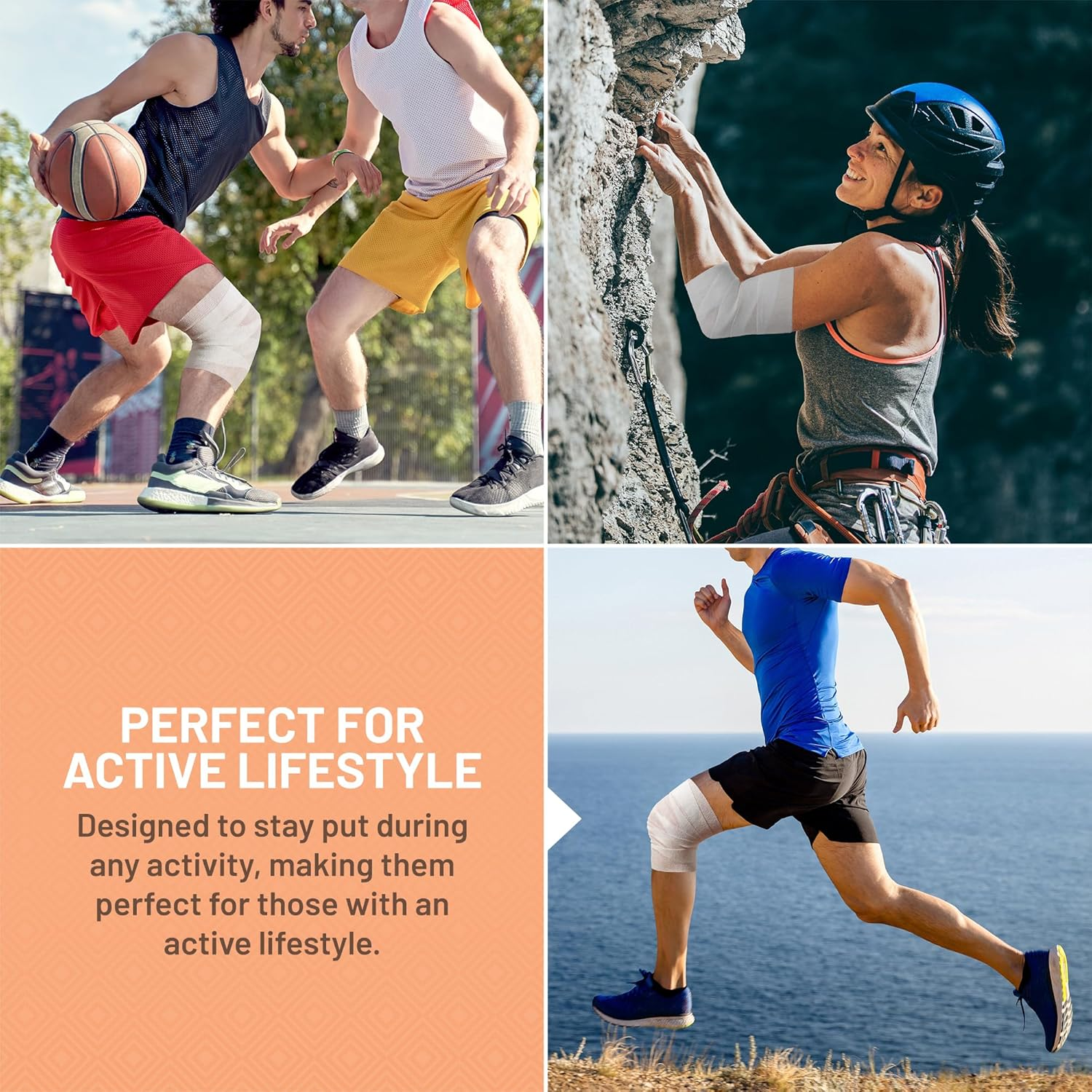 6 Pack, Self Adherent Cohesive Tape - 2&rdquo; X 5 Yards, Self Adhesive Bandage Rolls & Sports Athletic Wrap for Ankle, Wrist, Knee Sprains and Swelling, Vet Wraps in White Color image number 4