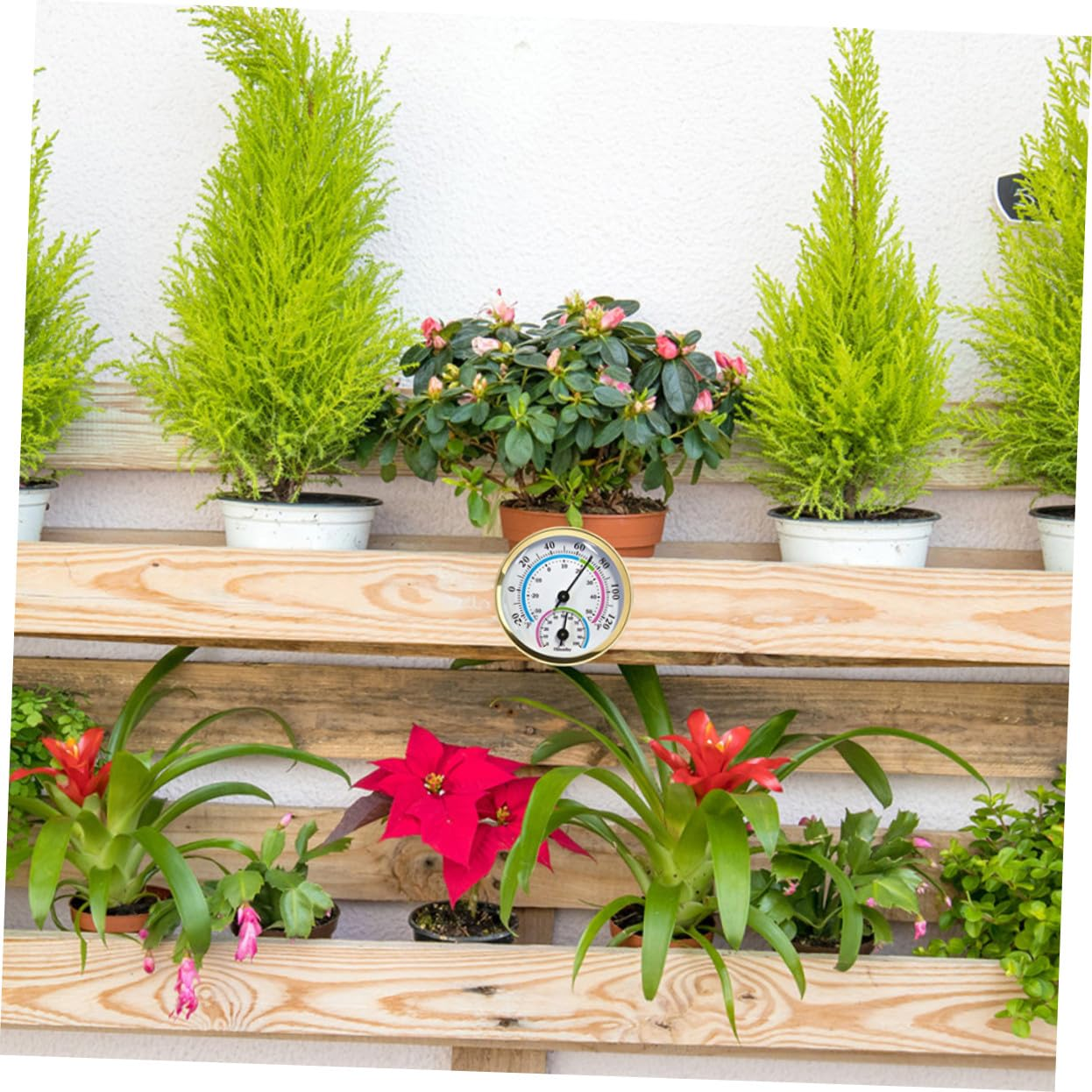 DECHOUS 2Pcs Thermohygrometer Indoor Outdoor Mini Digital Weather Station for Home Office Patio Automatic Measurement