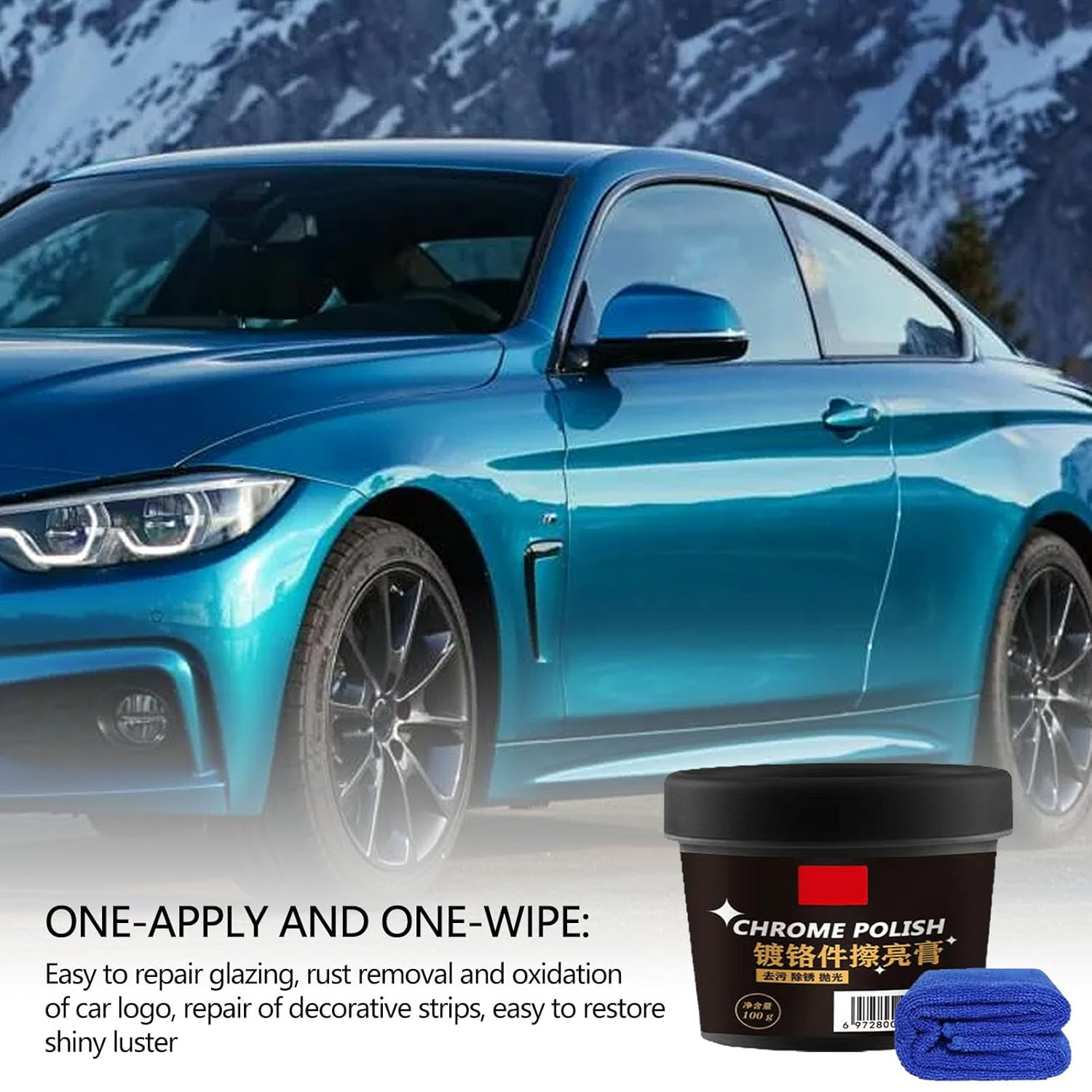 Chrome Rust Remover - 100G Universal Car Chassis Derusting Rust Remover | Multifunctional Metal Glow Polishing Paste Car Parts Metal Polishing Media for Cars Windows Yongbao image number 6