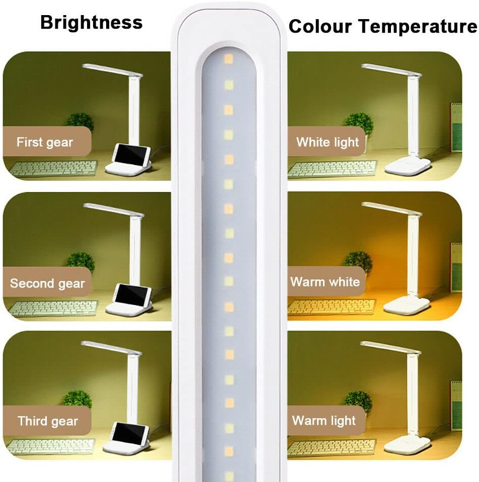 Ledlabs 2-In-1 LED Desk Lamp with Phone Stand &ndash; Rechargeable Touch Control Eye-Caring Table Lamp, Stepless Dimming & 180&deg; Adjustable for Office, Reading, Studying