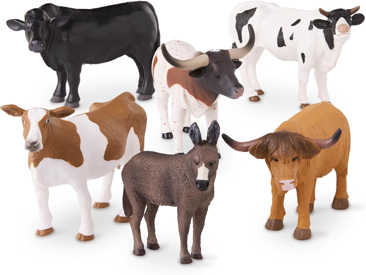 Terra by Battat &ndash; Toy Farm Animals &ndash; Cows, Bulls, Donkey &ndash; Animal Toys for Kids &ndash; 6 Farm Figurines &ndash; 3 Years + &ndash; Farm Animal Set image number 1