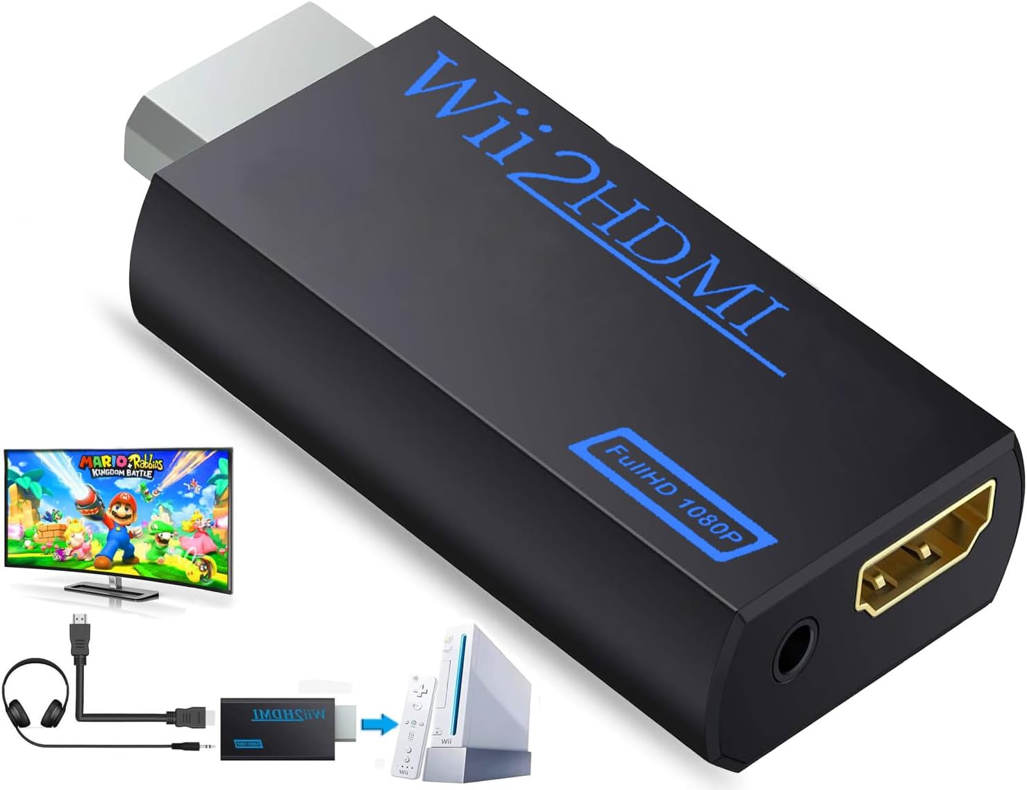 Wii to HDMI Converter Adapter, Alife Wii to HDMI 1080P or 720P Output Video Converter & 3.5Mm Jack Audio Output Wii HDMI Converter Supports All Wii Display Modes image number 3