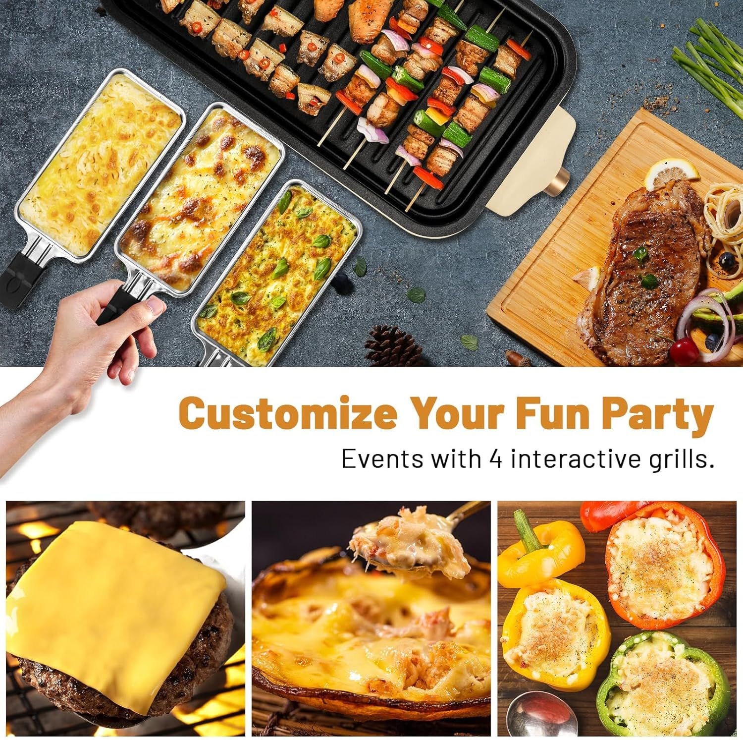 Electric Smokeless Indoor Grill, Non-Stick Cooking Removable Plate, Portable Korean BBQ Grill with Removable Temperature Control, Dishwasher Safe, 1500W image number 1