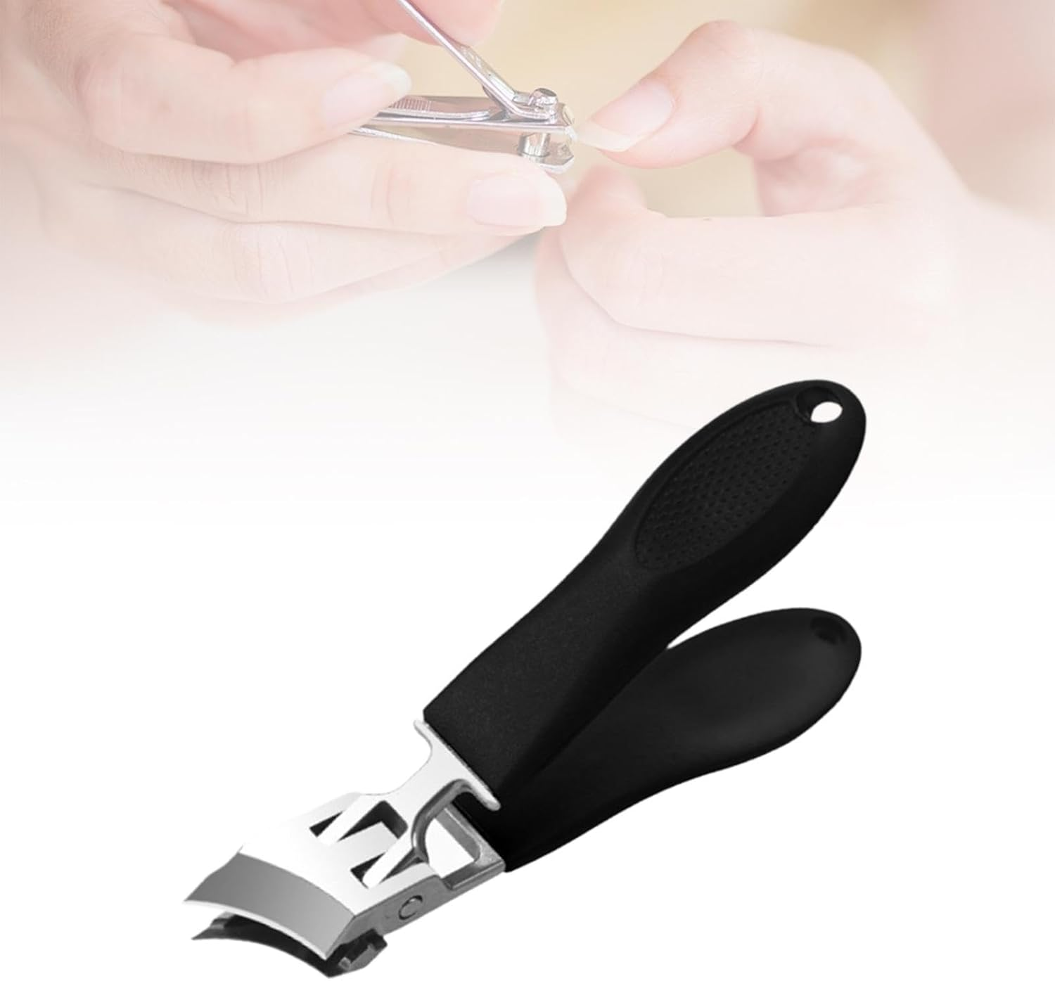 Angled Nail Clippers, Wide Opening for Elderly, Large - Stainless Steel Nail Clippers for Men, Thick Nails, Black image number 6