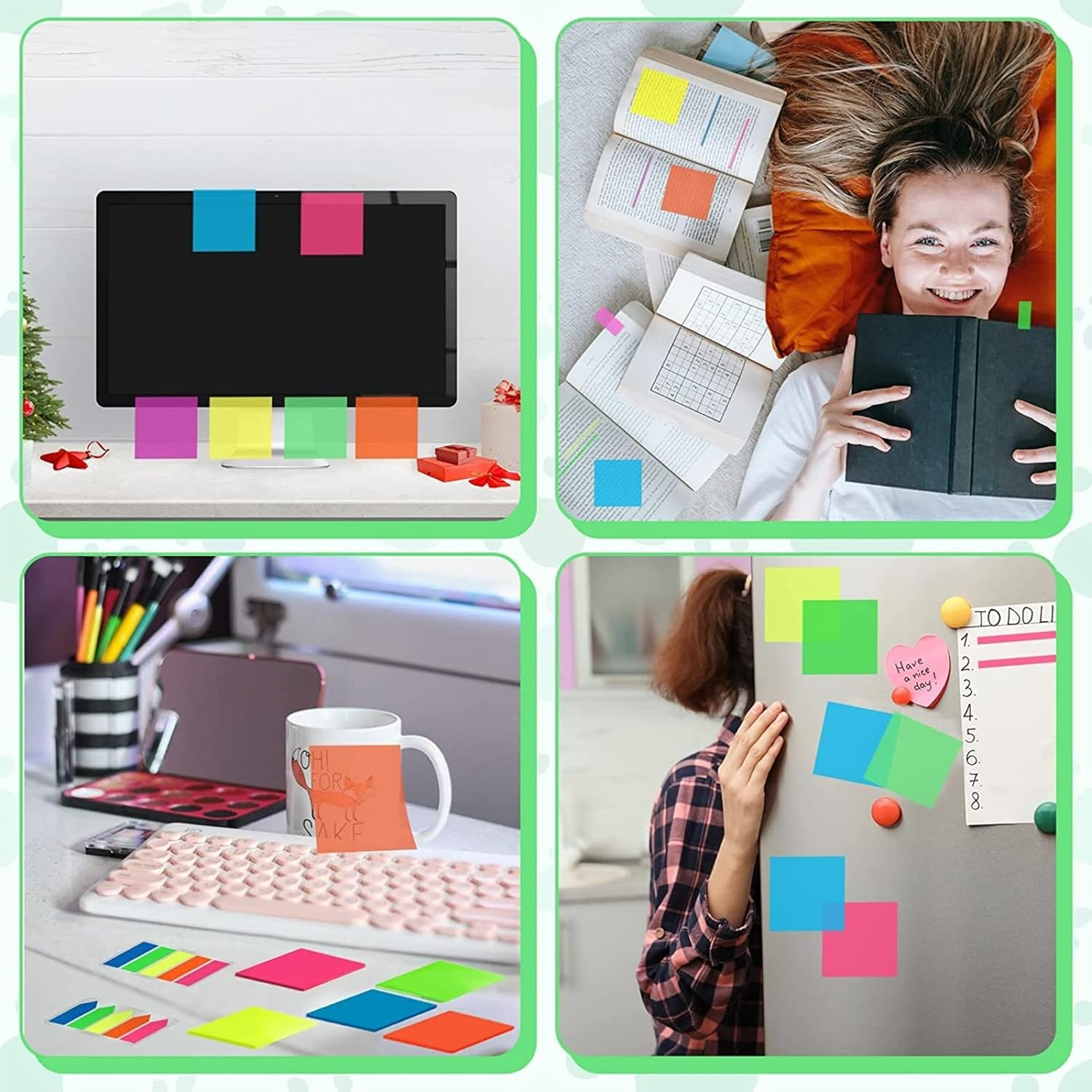 Masper 6 Pads/300 Sheets Transparent Sticky Notes in 6 Colours, 7.5Cm X 7.5Cm Clear Sticky Notes, Quality Waterproof Sticky Notes Memo Pads - Transparent image number 7