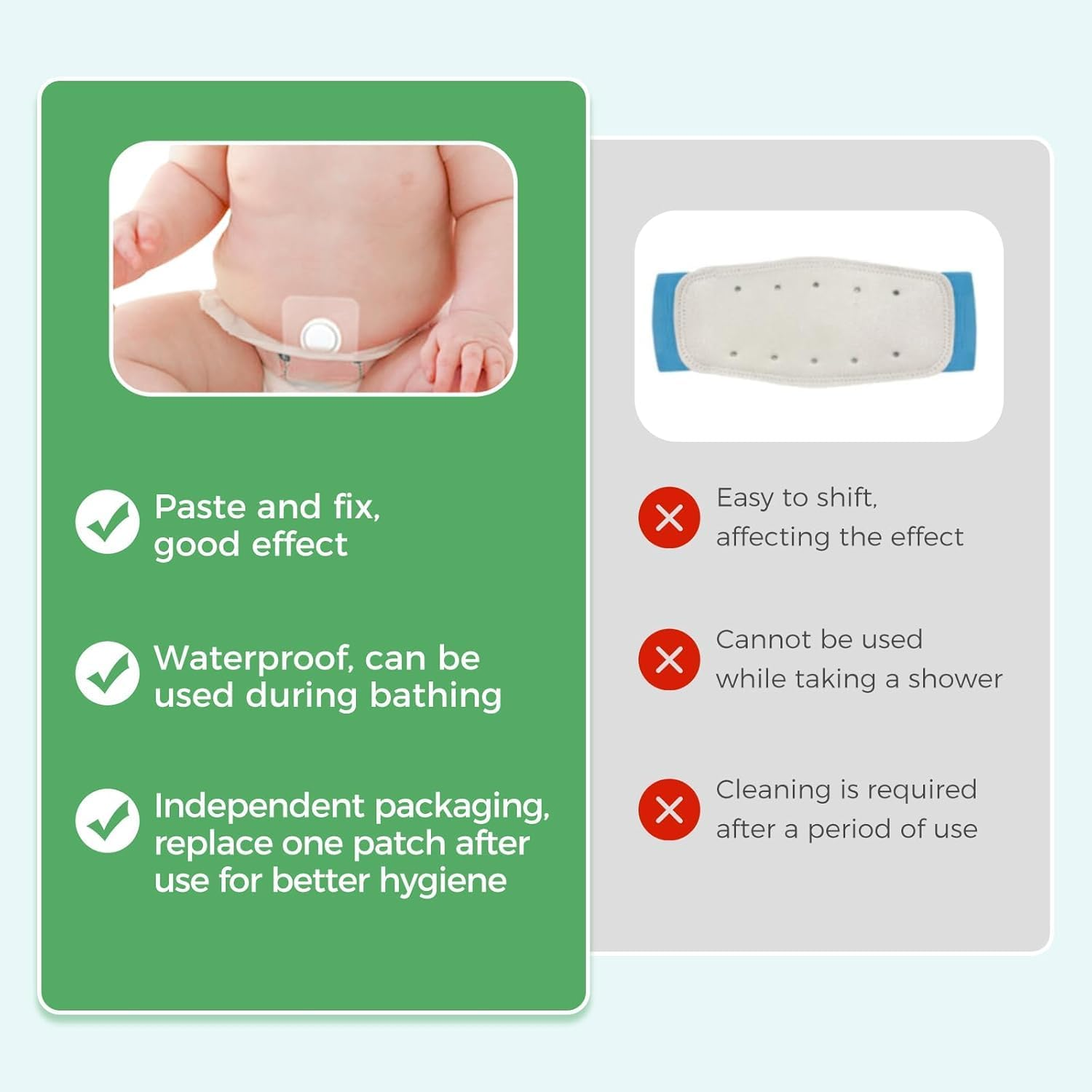 Baby Belly Navel Patches, Infant Umbilical Hernia Patch, Newborn Belly Button Sticker, Paste Style, Skin Friendly, Breathable,10 Pcs (10 * 10Cm)