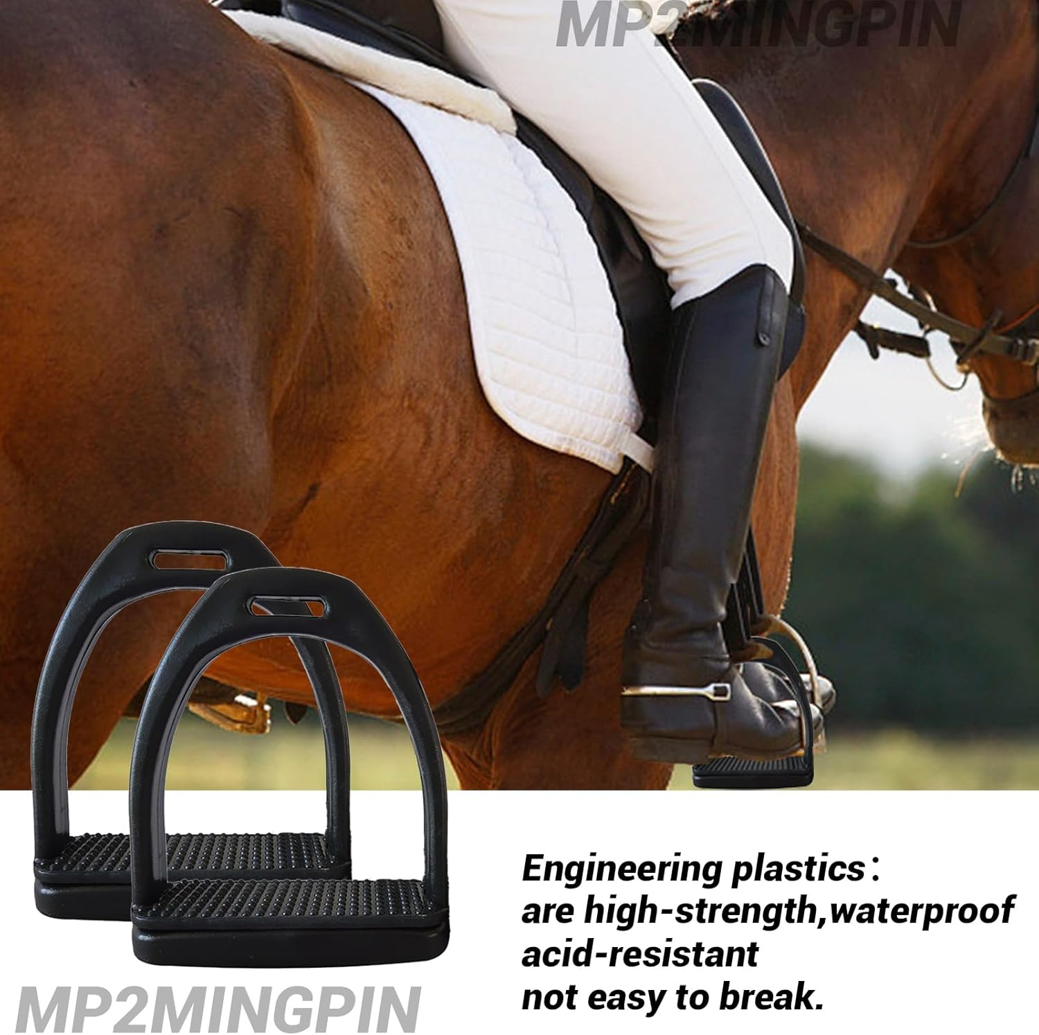MP2MINGPIN Lightweight POM Plastic Stirrups, Rust-Resistant and Comfortable Equestrian Stirrups, English Stirrups for Daily Riding (Small) image number 2