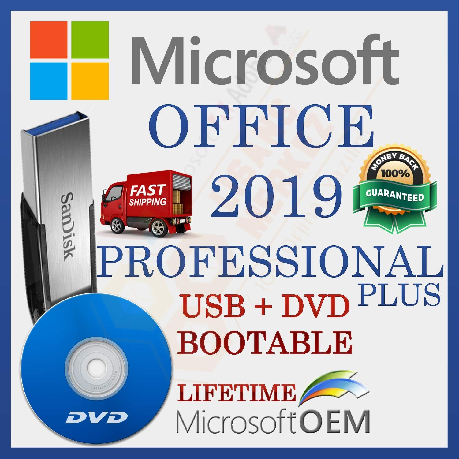 MS Office 2019 Professional plus | with USB and DVD Driver | Retail Sale License | with Invoice | 32-64 Bit | Full Version | Fast Shipping | NEW image number 1