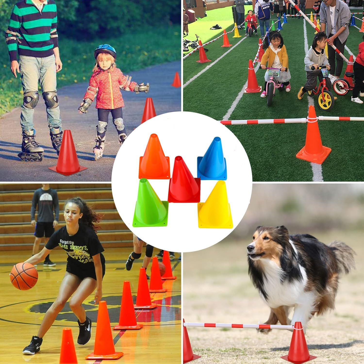 YKHNIS Soccer Cones, 10 Pack Multipurpose Training Cones,Football Training Cones,Agility Field Marker Cones for Basketball Football Drills Training, Outdoor Activity or Events image number 3