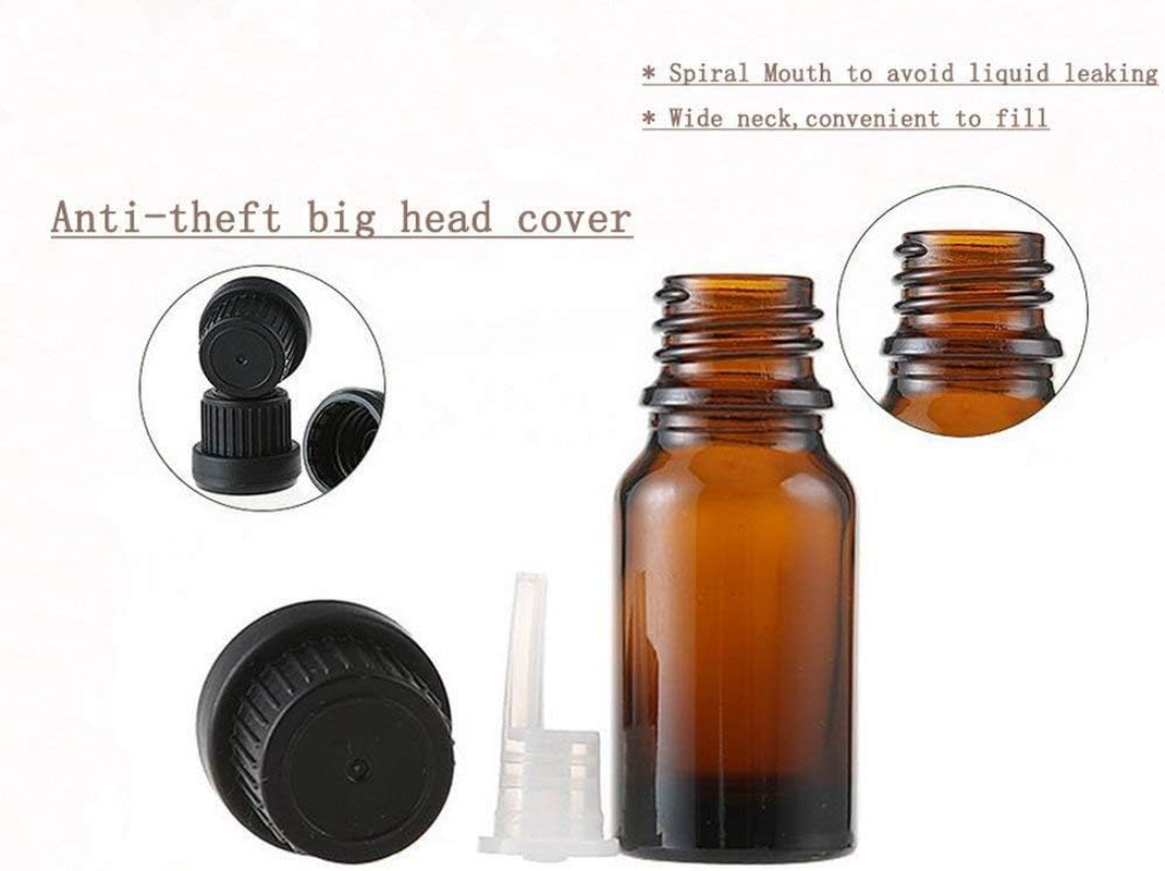 6Pcs 20Ml/0.68Oz Amber Glass Empty Refillable Dropping Bottles with Screw Cap and Leakproof Plug Essential Oil Containers Cosmetic Sample Vials Dispensers for Aromatherapy Massage Oil Storage