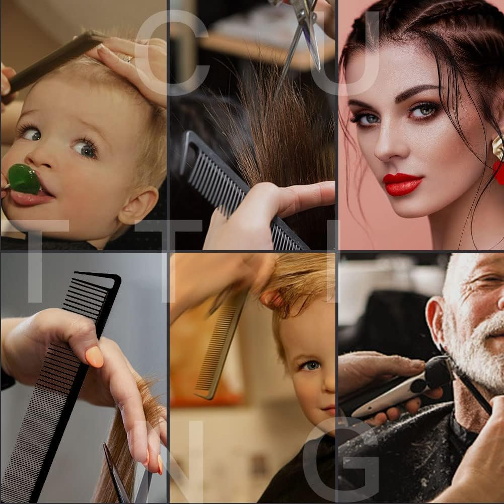 3 Pcs Rat Tail Comb Parting Comb for Braids Barber Styling Combs Carbon Fiber Teasing Combs Stainless Steel Pintail Comb for Women Men Fine Teeth Salon Hairdressing Hair Care Tools (Black+Black+Black) image number 5