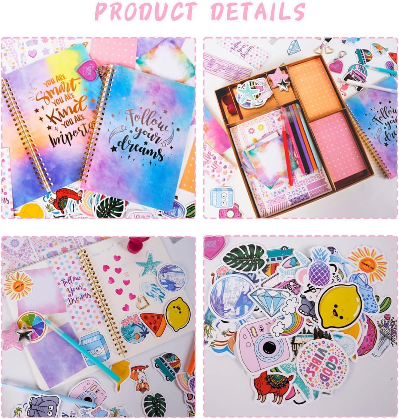 DIY Journal Kit for Tween & Teen Girls, Stationery Set, Scrapbook & Diary Supplies Set, Journaling Art Crafts Kit, Ideal Gifts for 8 9 10 11 12 13 14 Year Old Girl image number 2