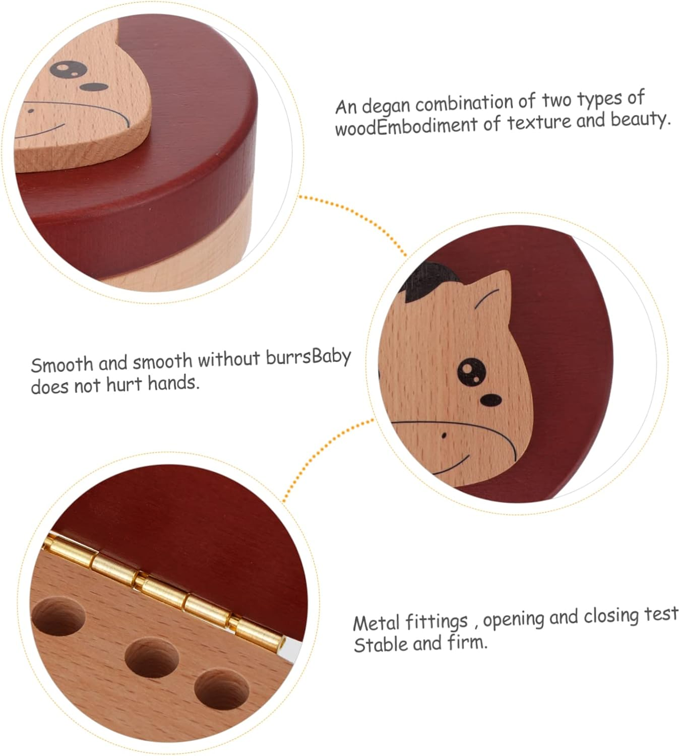 Wooden Born Boy Storage Box for Tooth Fairy Keepsake Organizer Natural Wood Material Tooth Holder Case Tweezers Bottle image number 6