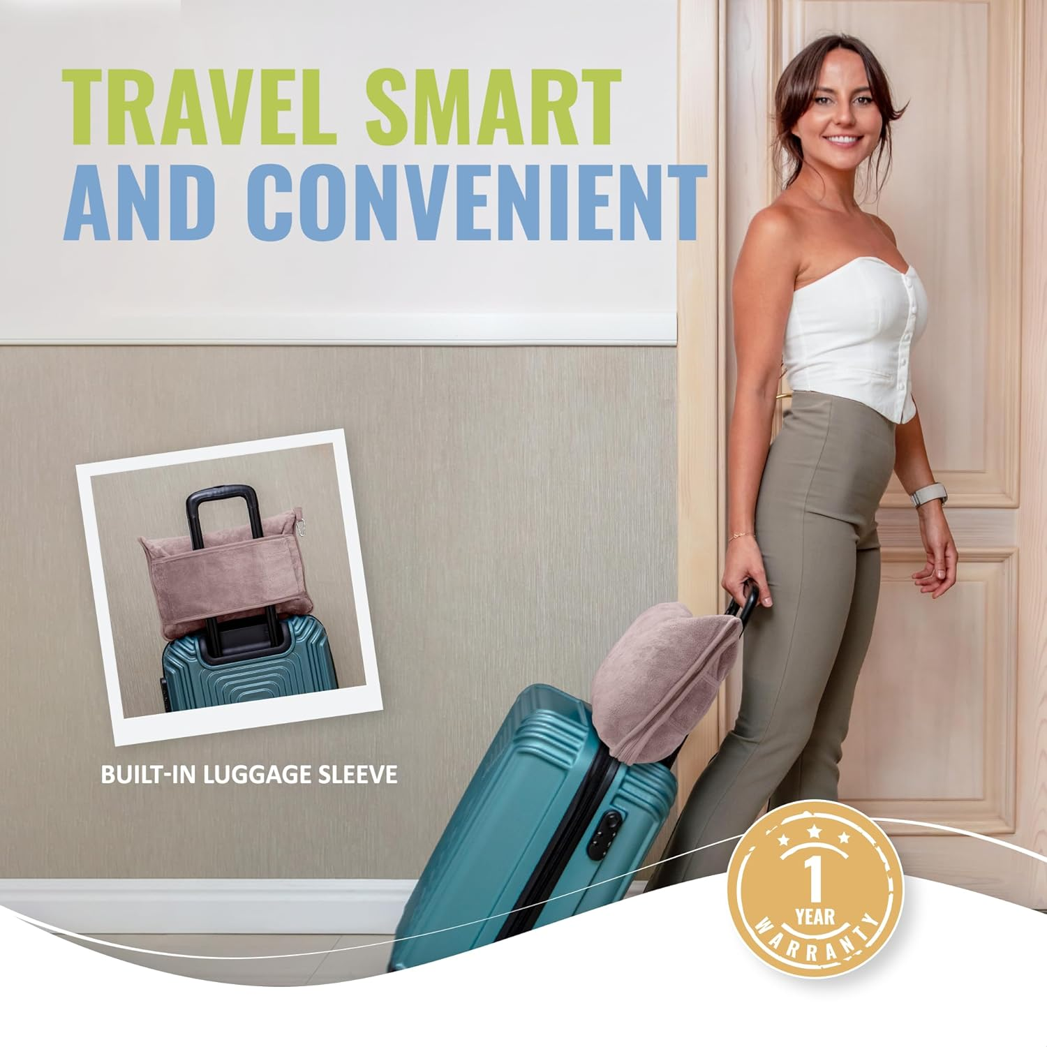 BOACAY Soft & Warm Travel Blanket for Airplane & Car - Long Flight Essential for Women, Men, Kids - Compact Pillow with Luggage Sleeve & Backpack Clip image number 1