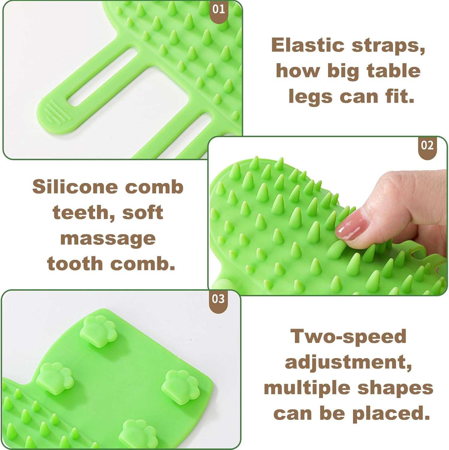 KASESSS 4 Pieces Pet Tickling Artifact, Silicone 2-In-1 Cat Self Groomer, Soft Tickling Comb Pet Brush, Adjustable Self Cleaning Cat Brush, Cat Corner Scratcher for Table Legs Climbing Frame image number 6