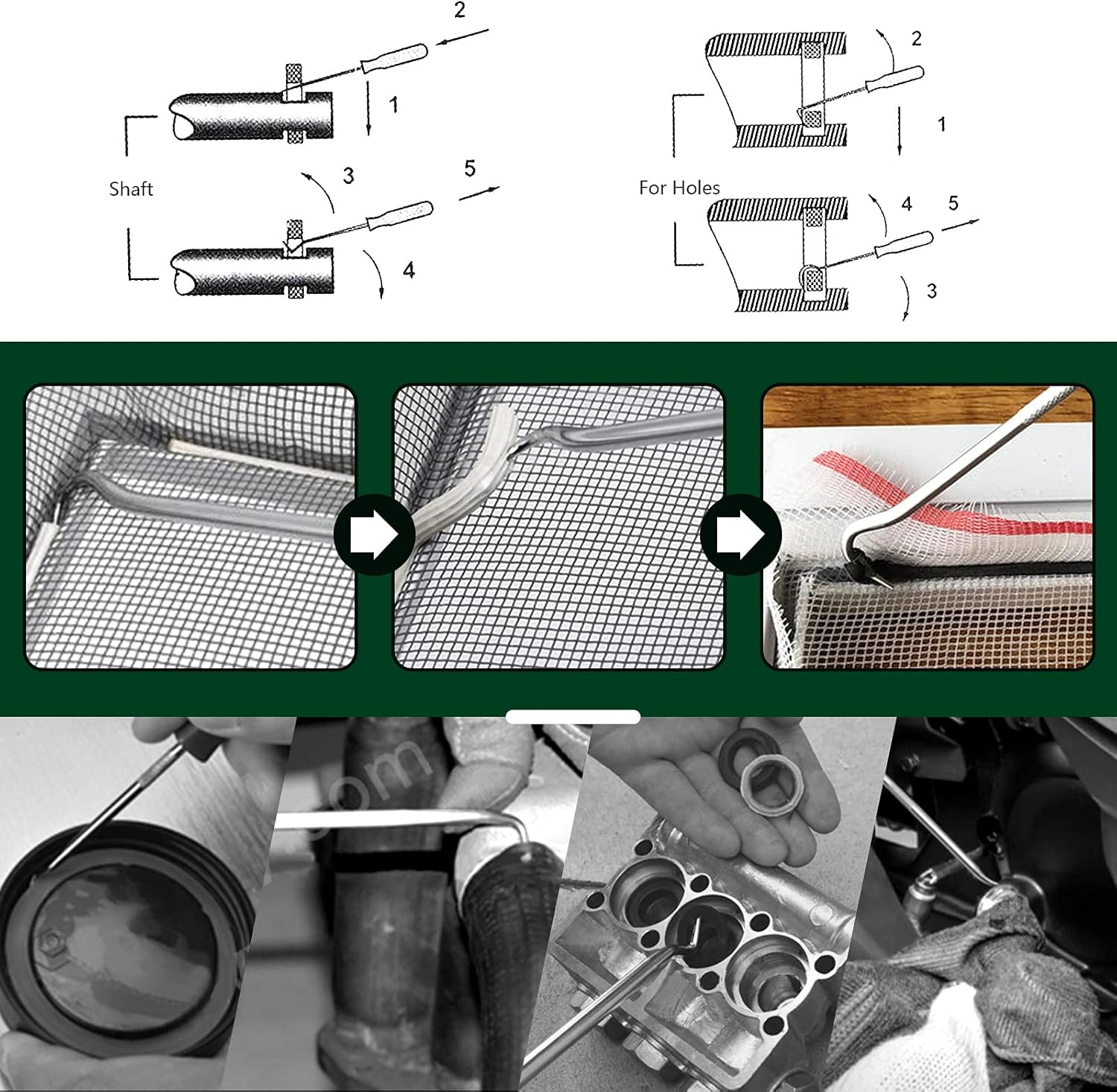 Keadic 11 Piece Heavy Duty Precision Hook Set Long & Mini Precision Hooks Puller, Car Auto Oil Seal/O-Ring Seal Gasket Hooks, Easily Remove Hoses, Gaskets and More image number 5