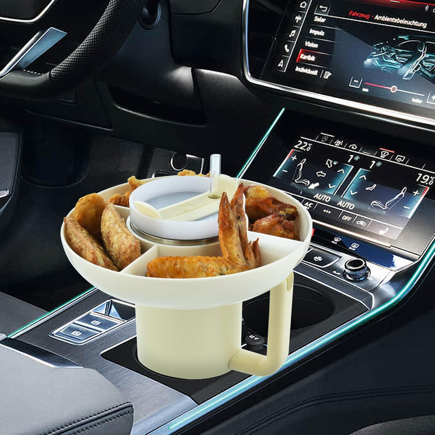 HAUNDRY Snack Bowl for Stanley 40 Oz Tumbler with Handle, Tumbler Snack Tray Compatible with Stanley Cup 40 Oz with Handle, Reusable Snack Ring for Stanley Cup Accessories,Snack Bowl (Cream) image number 4