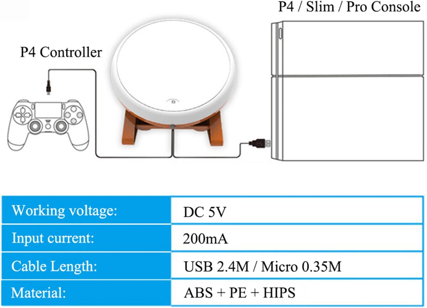 OSTENT Drum Controller Sticks Japanese Traditional Instrument for Sony PS4 Slim Pro Taiko No Tatsujin Master Video Games image number 2