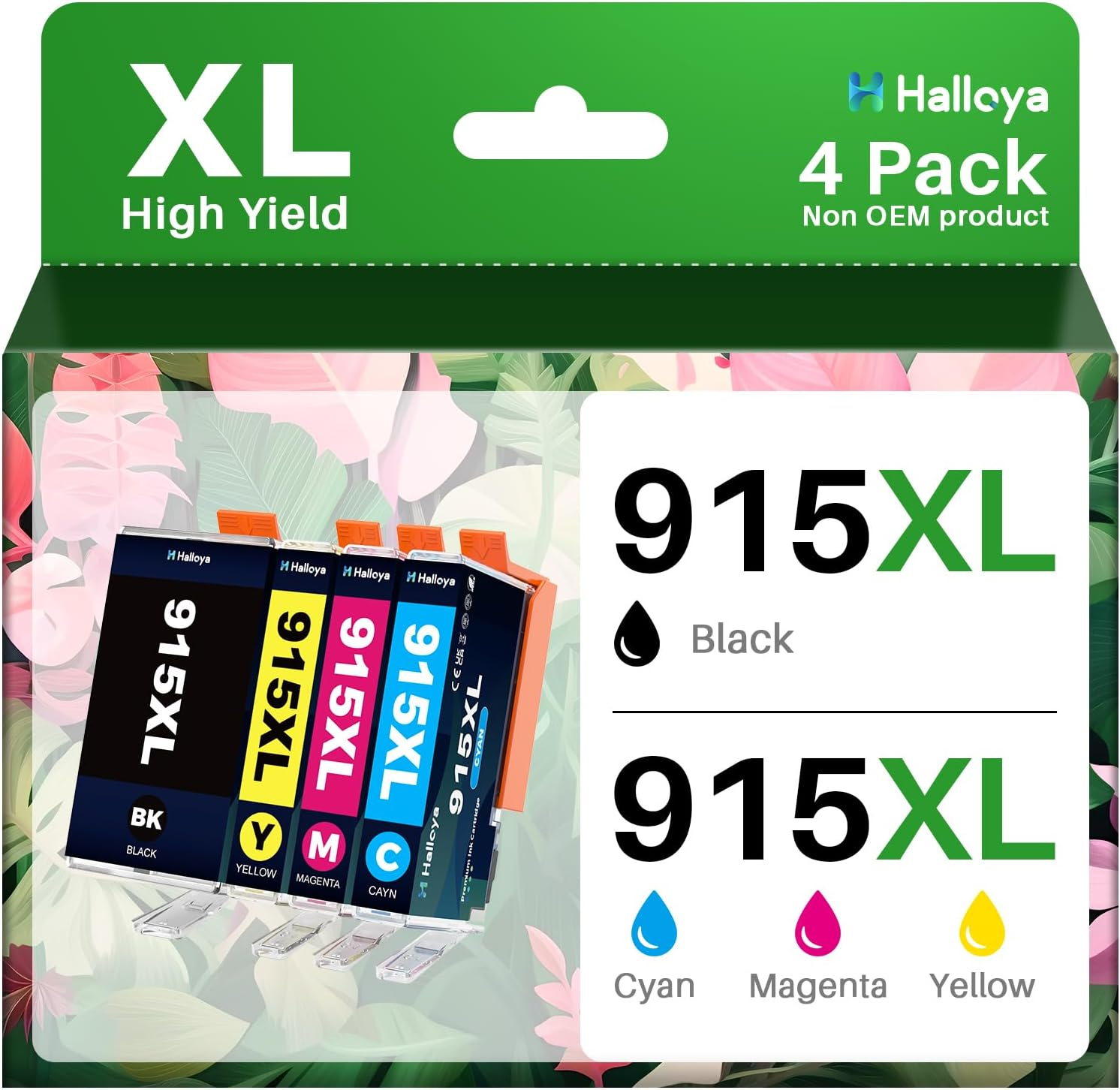 915XL Ink Cartridges Combo Pack Replacement Compatible for HP 915XL 915 XL Works with Officejet Pro 8010 8012 8018 8020 8022 8023 8026 8028 8030 Printer（Bk/C/M/Y，4 Pack） image number 1