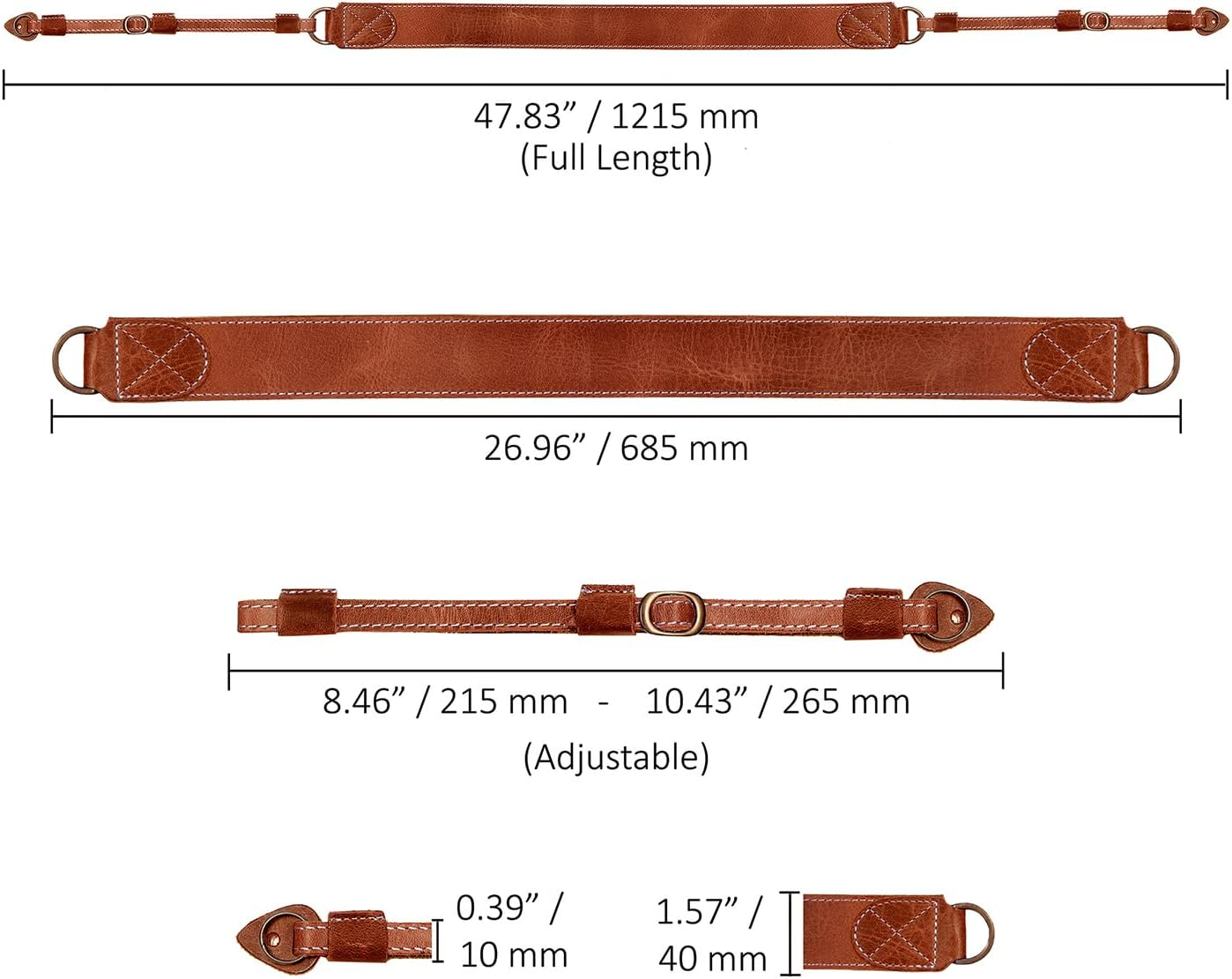 Megagear MG1515 Sierra Series Genuine Leather Shoulder or Neck Strap - Brown - Brown image number 2