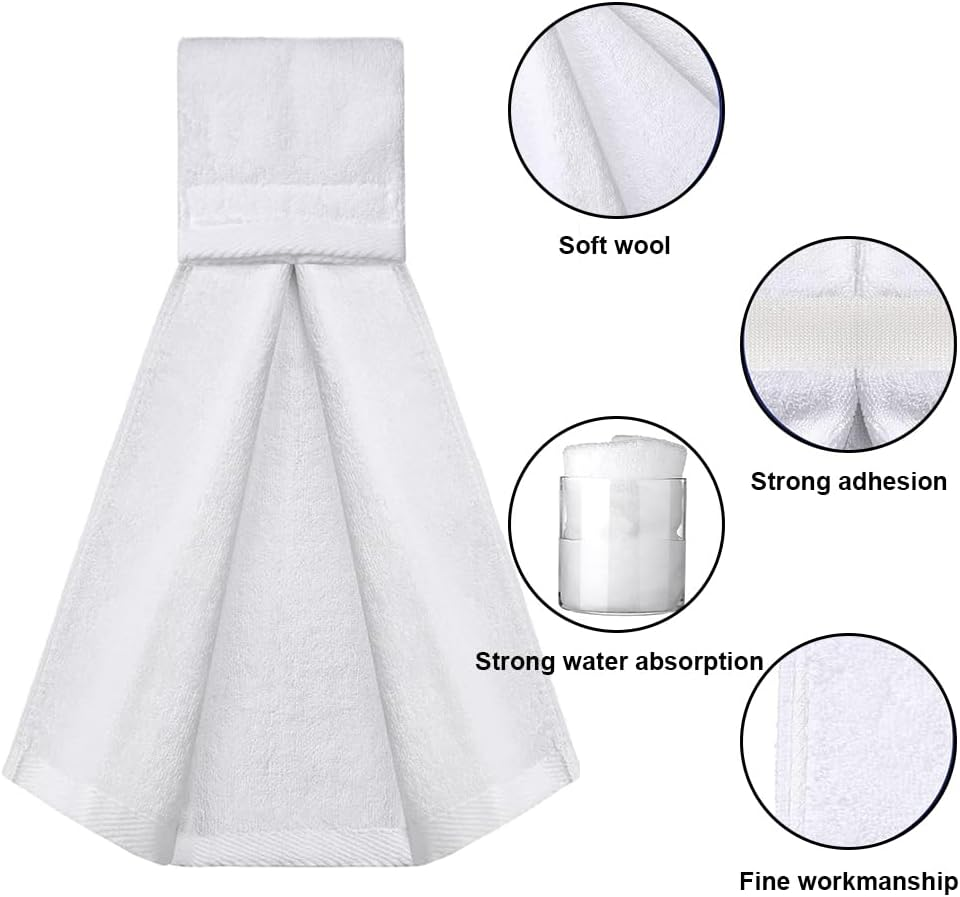 4 Pcs Football Field Towel, Closed Loop Football Accessories Cotton Football Towels Sweat Towels with Hook and Loop Fastener for Stadium, Golf, Gym during Easy to Carry (White)