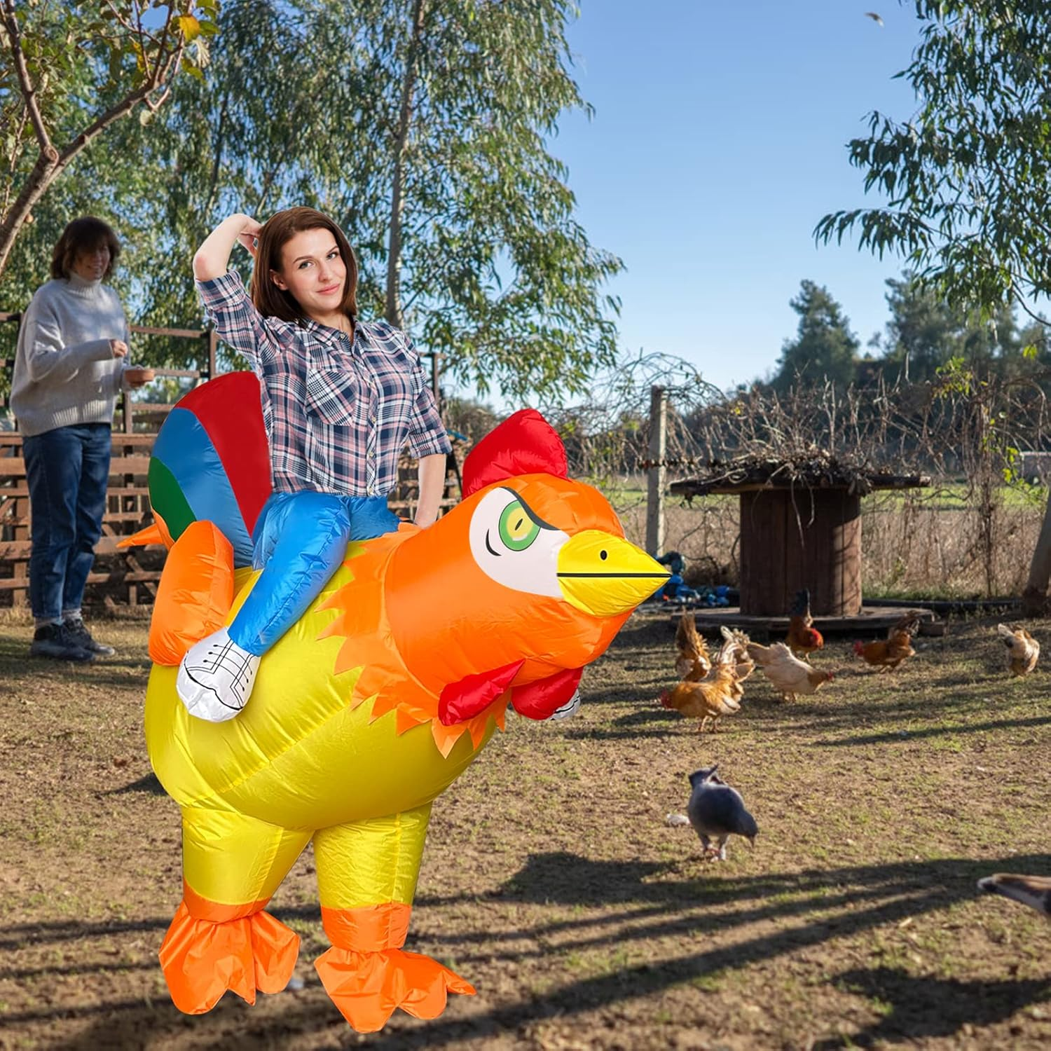 Inflatable Costume Chicken Costume Funny Halloween Costumes Blow up Chicken Costume for Men Women - Kids Inflatable Costume image number 6