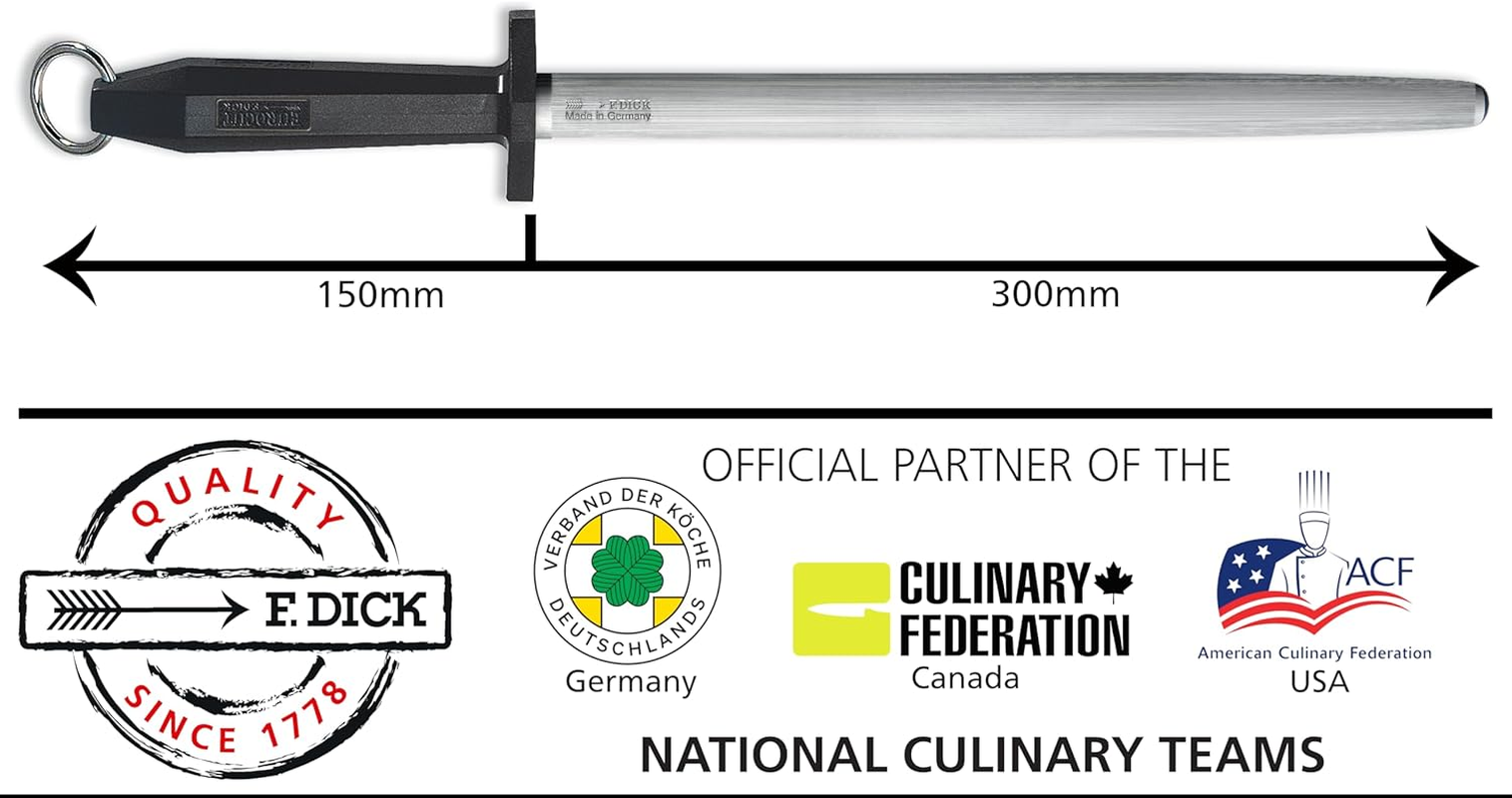 F.Dick FD-77553-30-2 C&C/P Eurocut Regular Cut Sharpening Steel, Black, FD-77553-30-2 image number 1