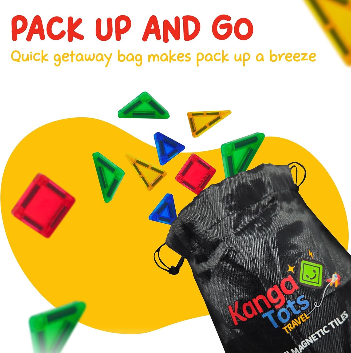KANGATOTS Travel Premium Mini Magnetic Tiles 40 Piece Set Travel Toy for Kids | Children'S Toys & Games for On-The-Go Play | Educational Toys for 3 Year Old and up | Endless Fun with Magnets | image number 3