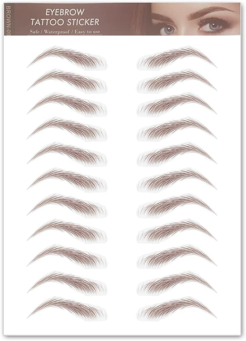 Hair-Like Authentic Eyebrows 4D Brown Natural Tattoo Eyebrow Stickers Waterproof Imitation Ecological Lazy for Woman & Man Makeup Tool 9 Pcs