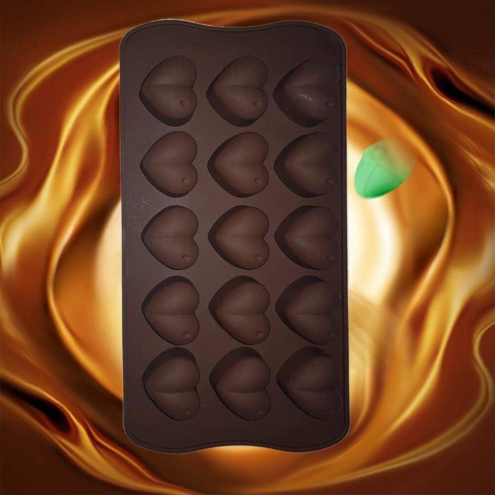 15-Cavity Heart Shape Chocolate Mould, Set of 4 PCS Silicone Valentine Heart Chocolate Gummy and Candy Mold by Onlineforu image number 3