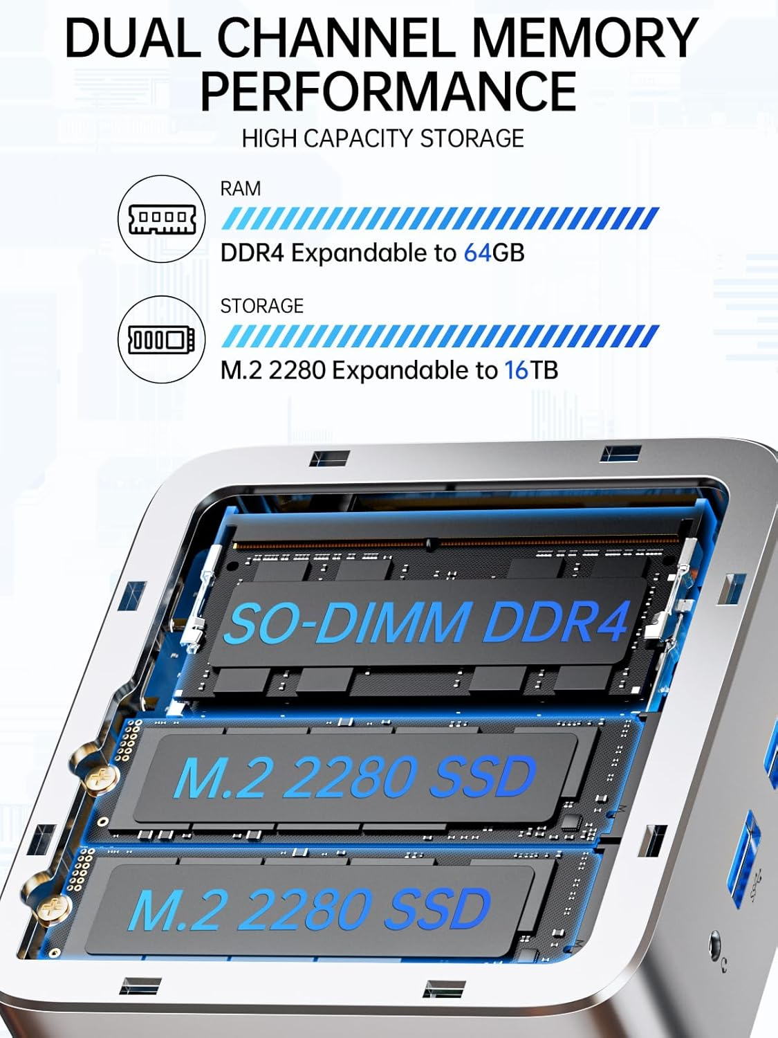 Gmktec Mini PC AMD Ryzen 5 3500U (Beats N150) 16GB RAM 512GB SSD 2.5Gbe NIC LAN Office Home Desktop Computers, Triple 4K Display, Wifi, BT, USB-C, DP Nucbox G10 image number 6