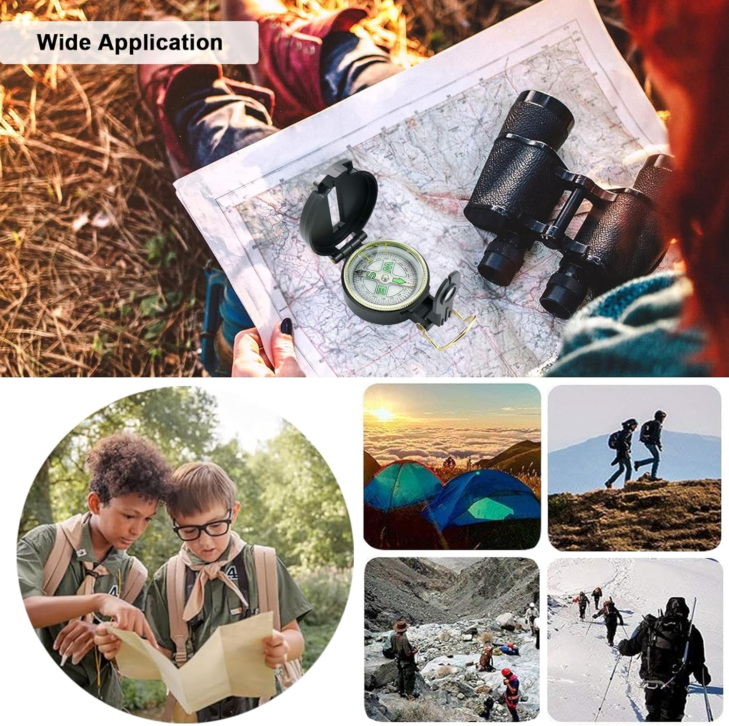 YQQZQ 1 Pack Black Compass,Waterproof and Shakeproof Pouch for Camping Hiking Climbing Biking Exploring Geology Outdoor Activities image number 1