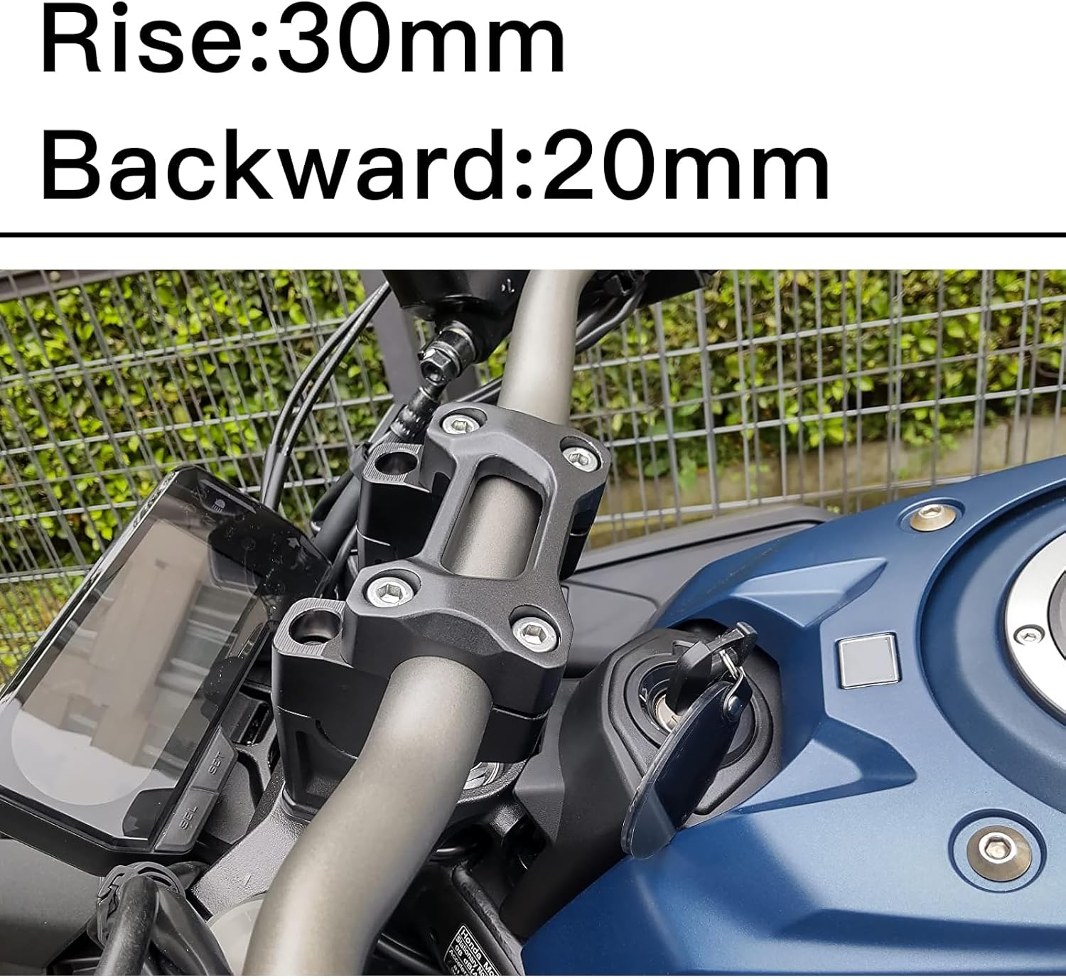 Motorcycle Handlebar Handle Bar Riser Heighten Compatible with Honda NX500 CB650R CB300R CB250R CB500F CB500X (Black) - Black image number 3