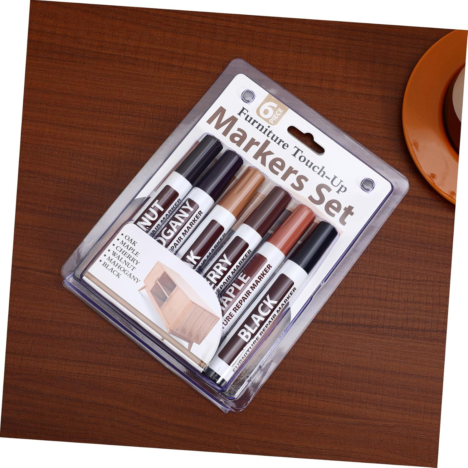 6Pcs Furniture Touch up Markers Set Oil-Based Wooden Furniture Repair Pens for Scratch Concealing and Blemish Hiding Suitable for Home and Office image number 1