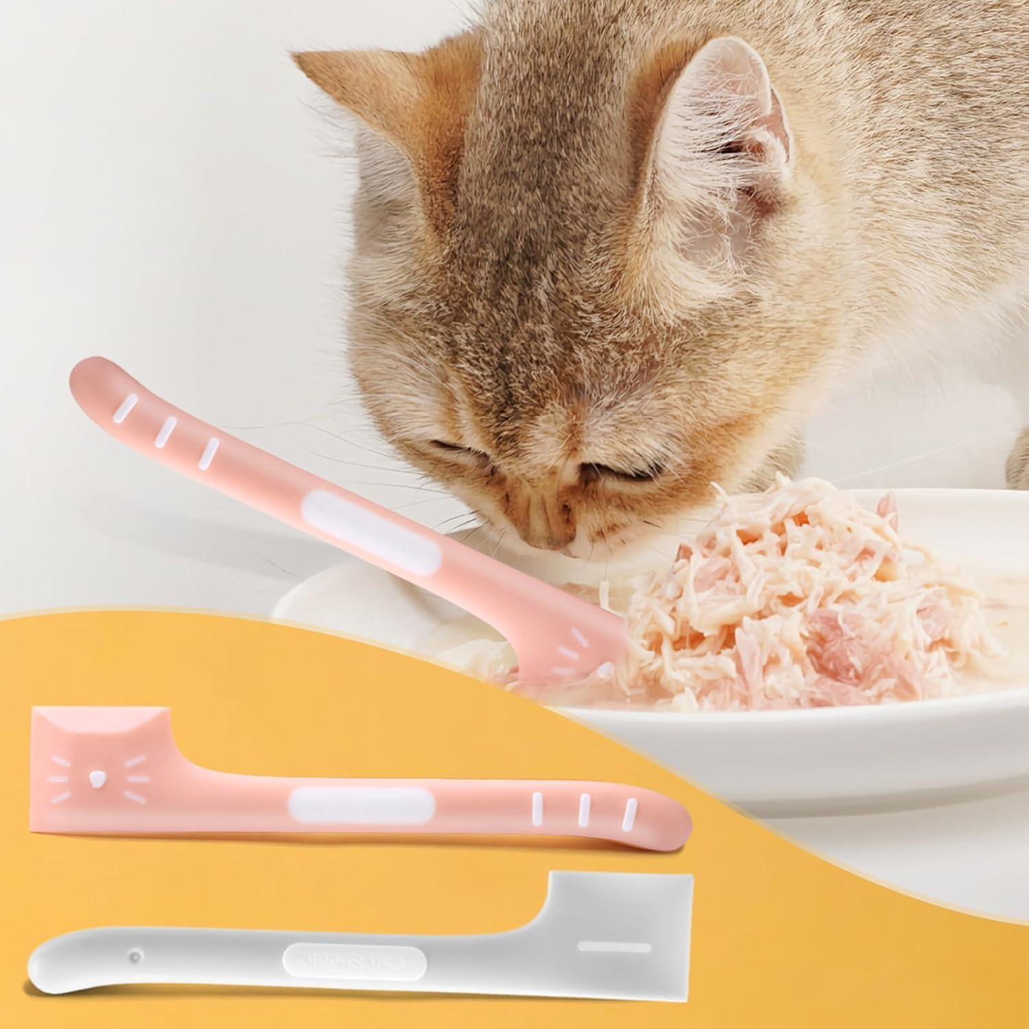 Cats Silicone Food Canned Spoon, 4Pcs Pet Food Spatula Can Opener Feeding or Mixing Spoons,Cat and Dog Food Spatula for Wet Food image number 3