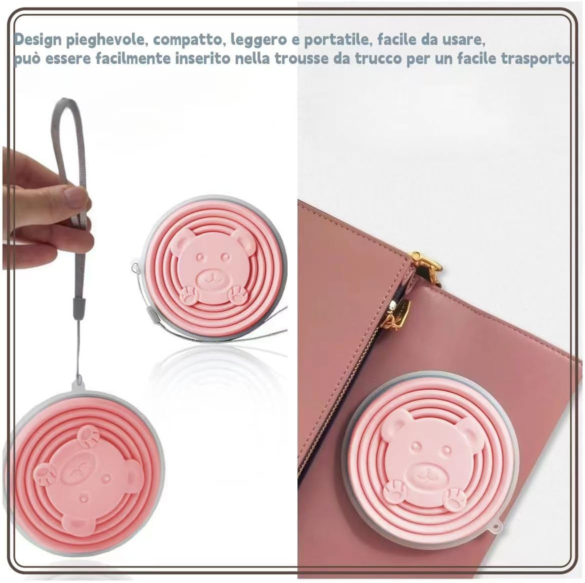 DAWOOWF 270Ml Collapsible Travel Mug with Plastic Lid Collapsible Cup BPA Free Silicone Reusable Travel Mug for Picnic, Camping, Hiking and Travel image number 4