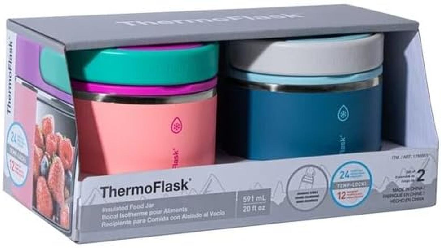 Thermoflask 20 Oz Insulated Food Jar, 2-Pack, Pink and Blue, Hot 12 Hours Cold 24 Hours (Pink and Blue) image number 3