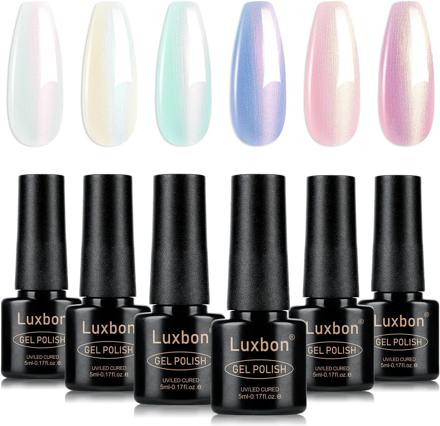 Luxbon 6 Pcs Pearl Gel Nail Polish Set - Spring Colour Set Long Lasting Gel Polish, Uv Led Soak off Nail Art Designs Manicure Kit 009 - Lb6004 image number 3